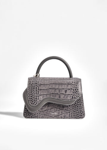 Grey Croc-embossed