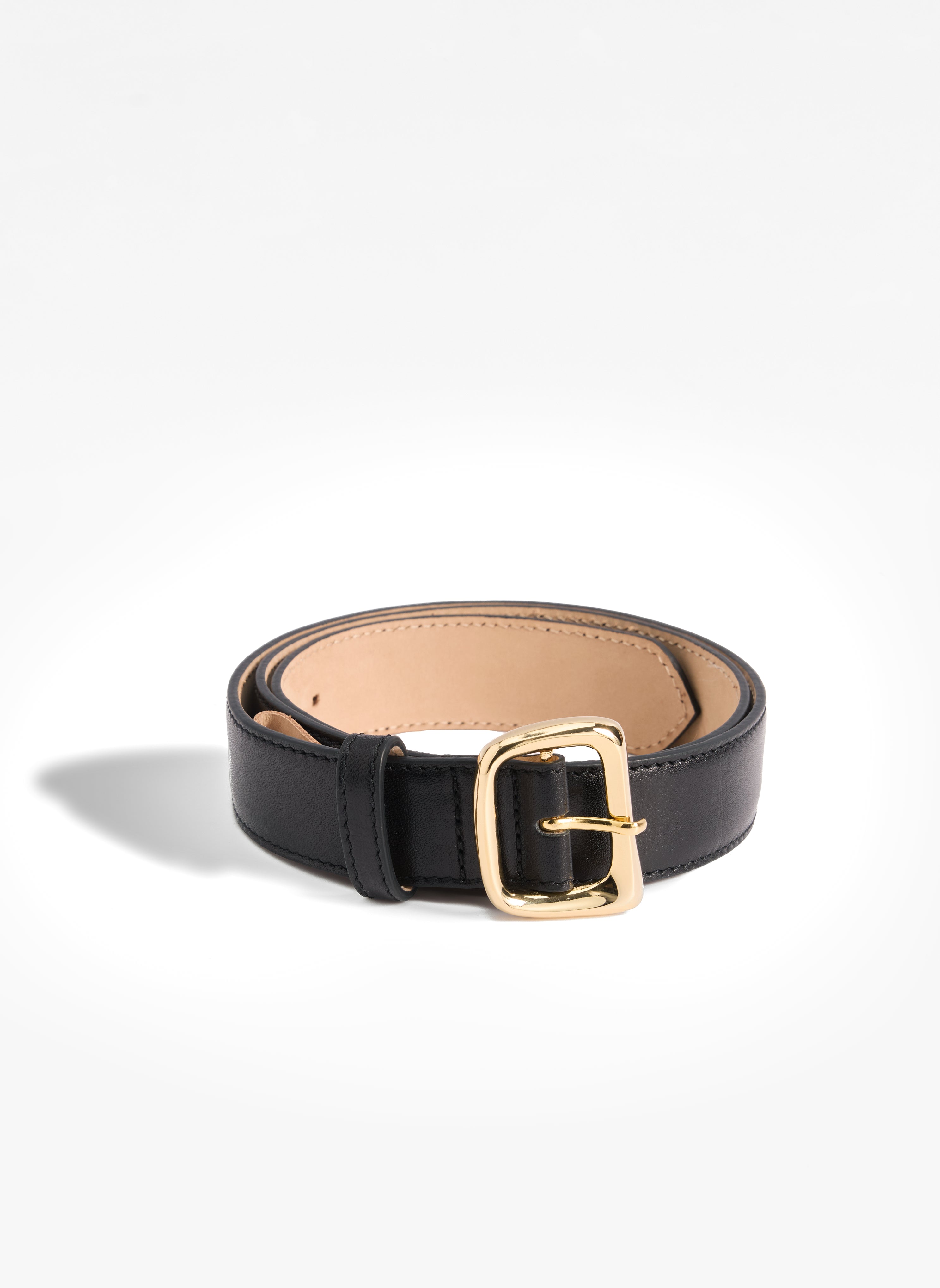 Belt No.3 Black Leather, Gold Buckle