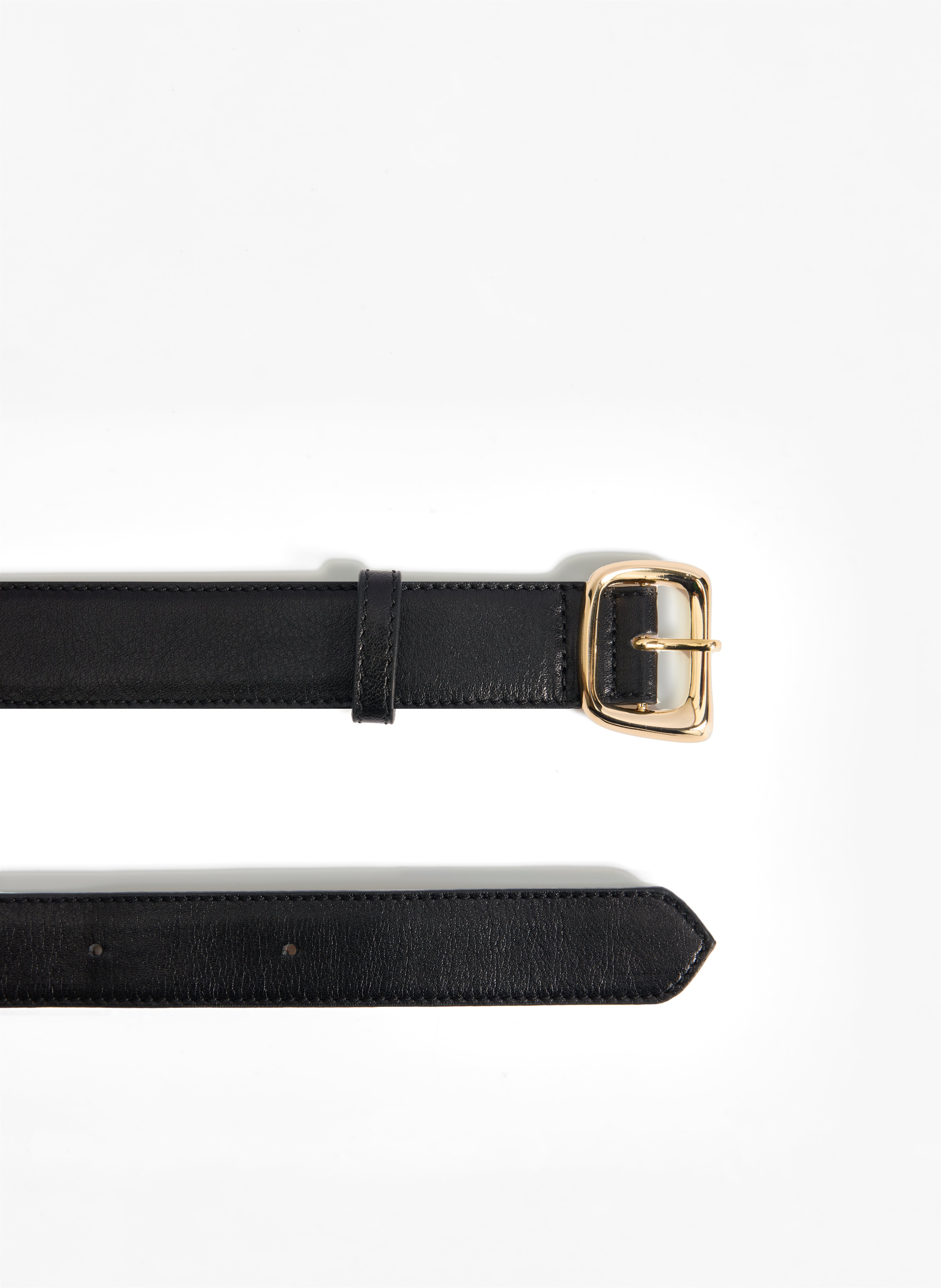 Belt No.3 Black Leather, Gold Buckle