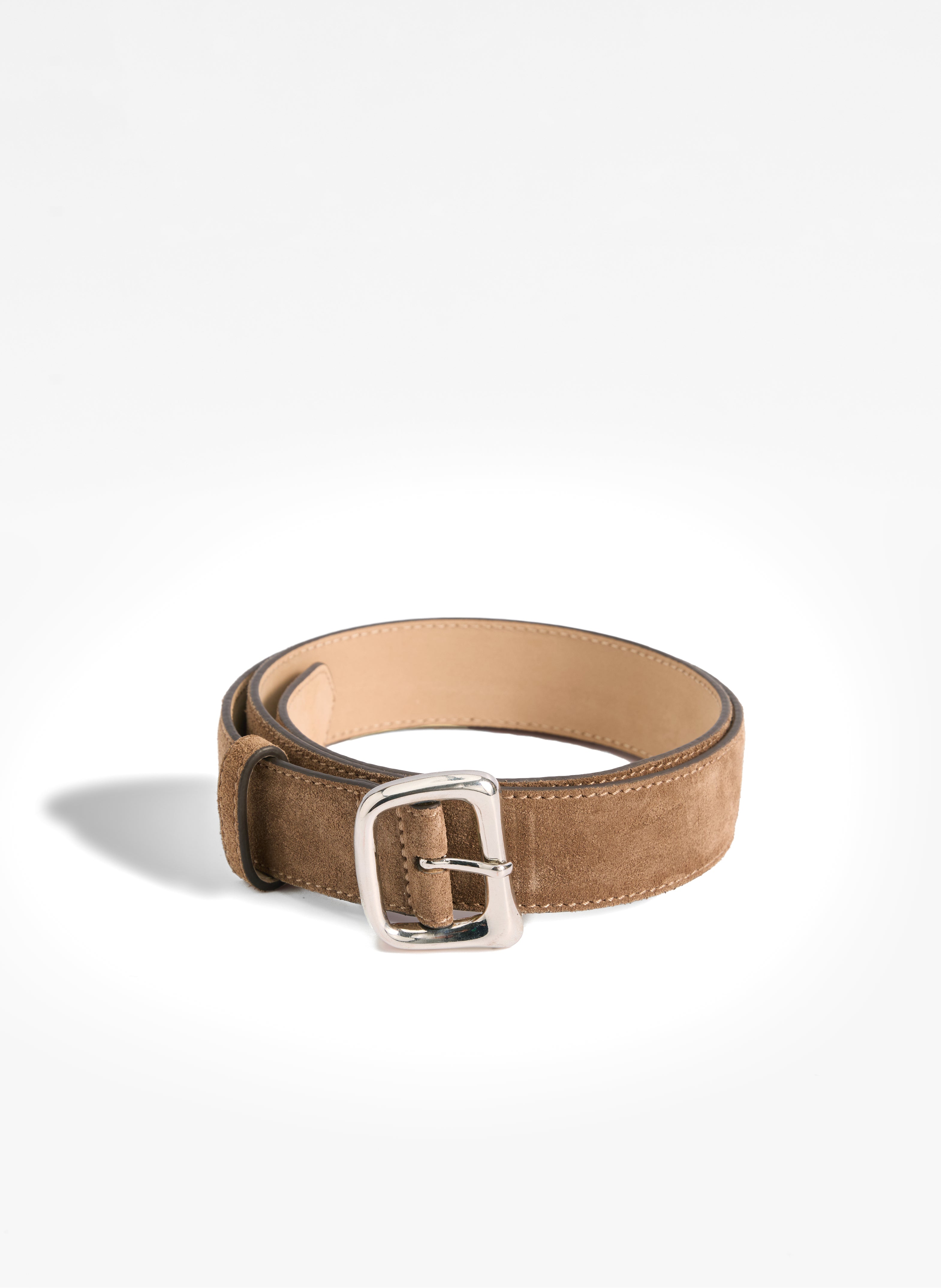 Belt No.3 Sand Suede, Silver Buckle