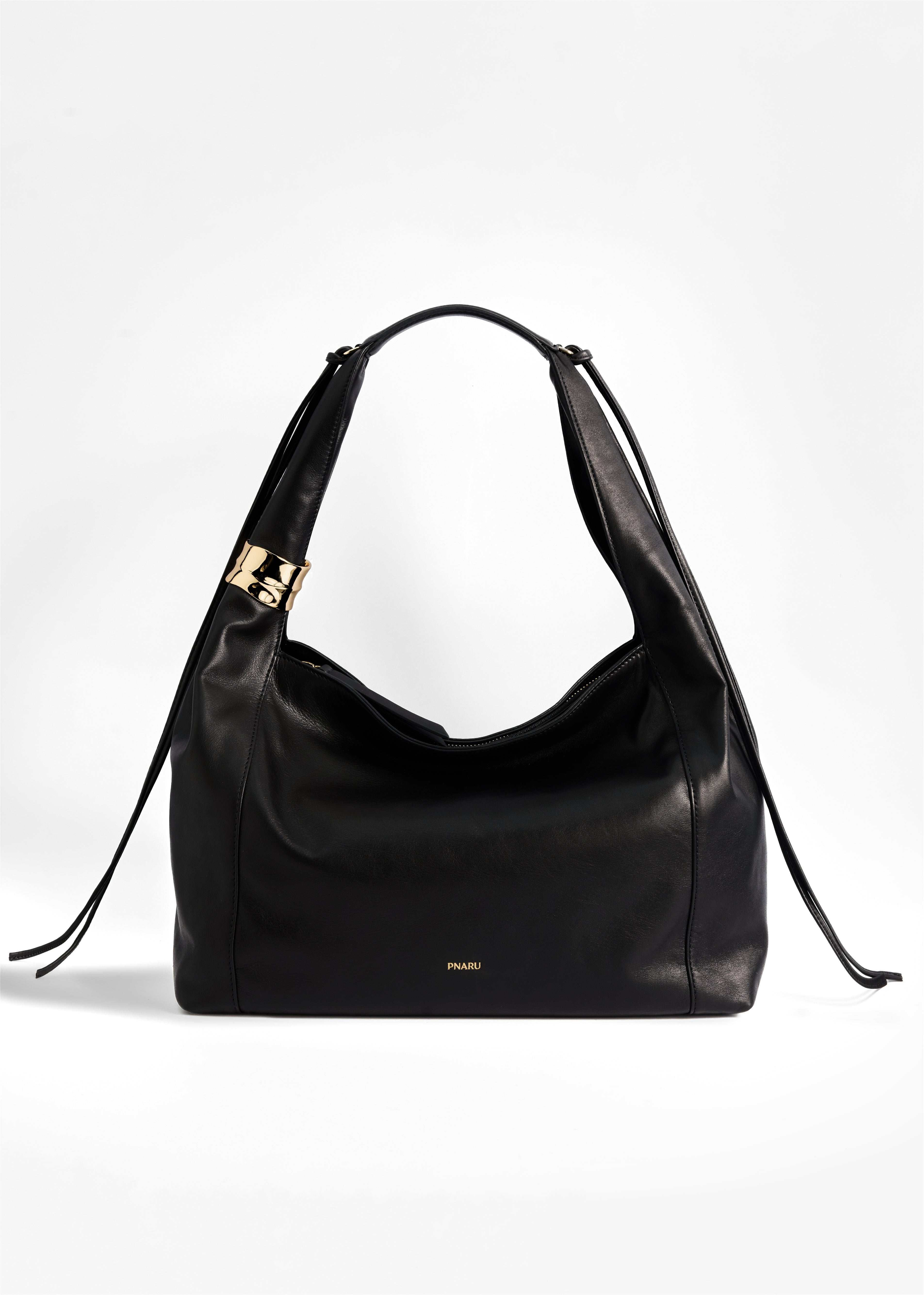 PNARU LUNA Black Leather, Gold Hardware