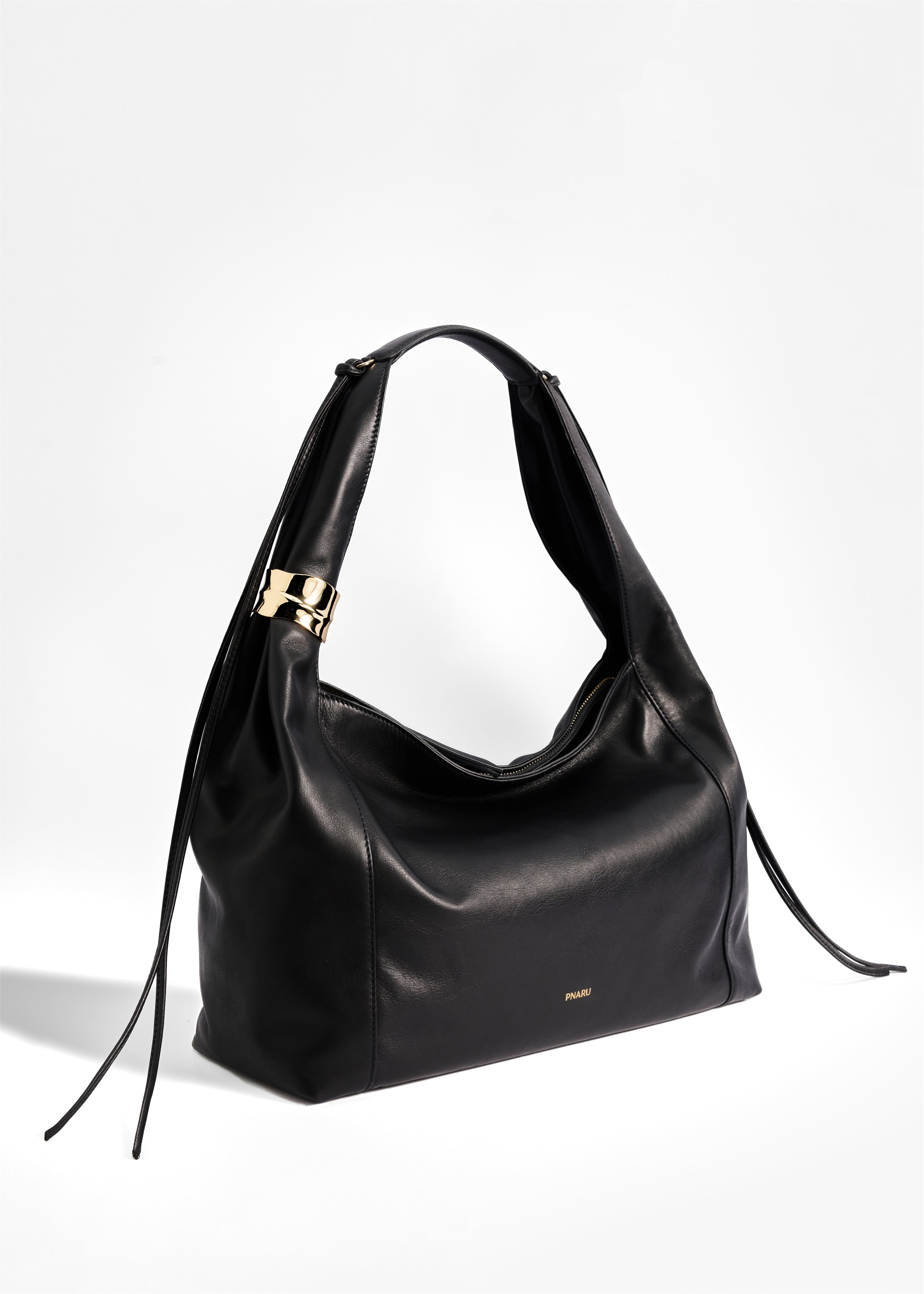PNARU LUNA Black Leather, Gold Hardware