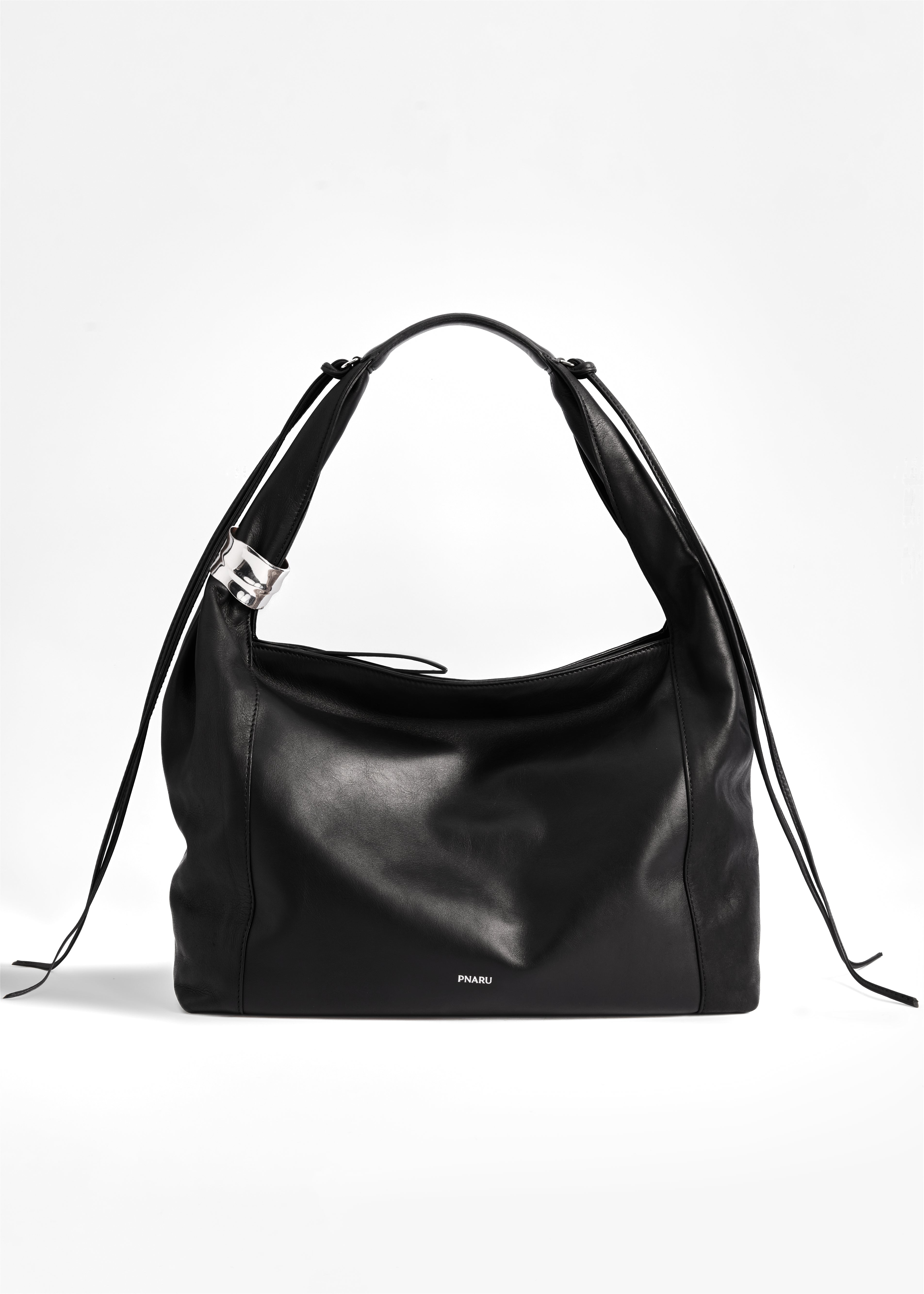 PNARU LUNA Black Leather, Silver Hardware