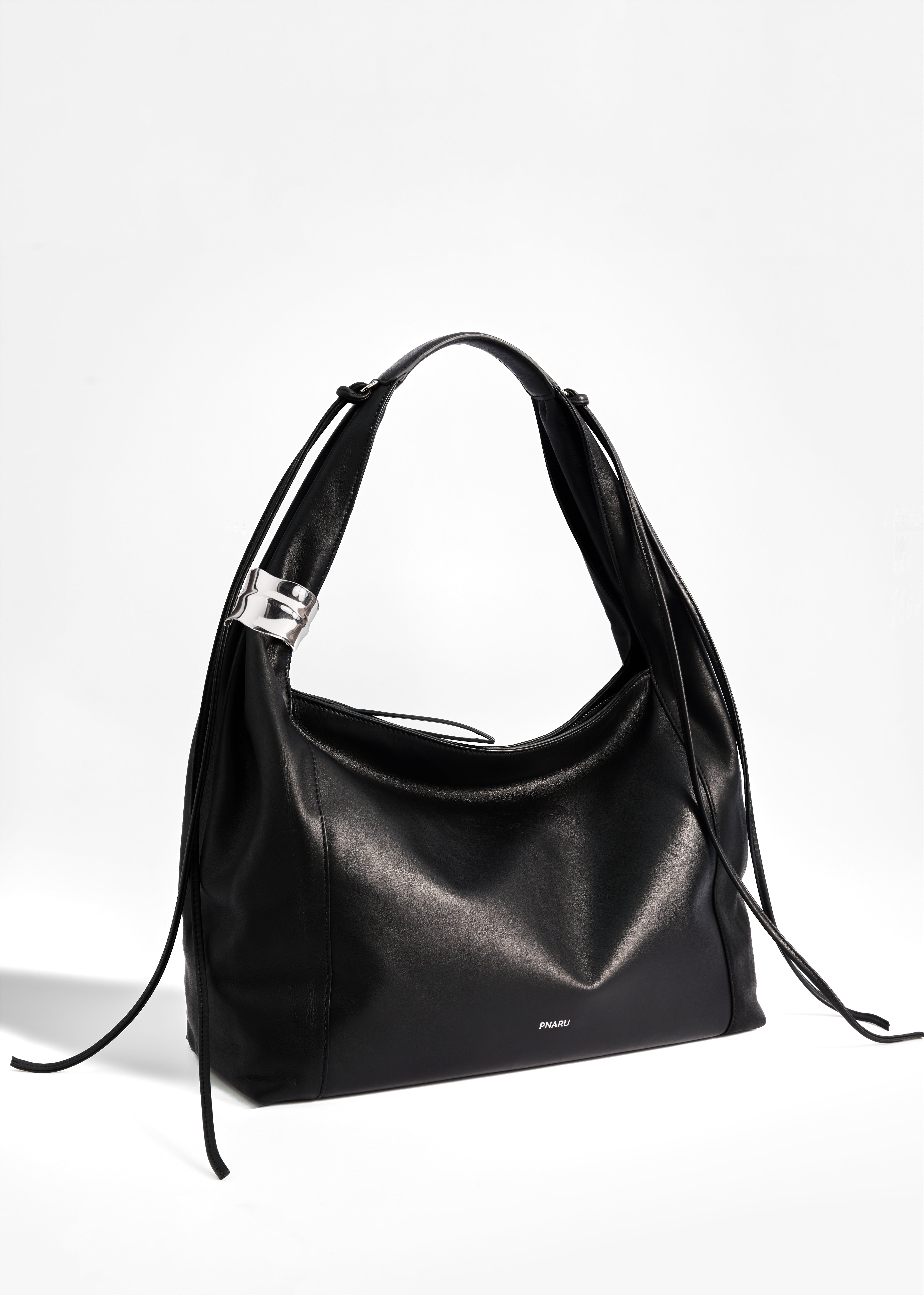 PNARU LUNA Black Leather, Silver Hardware