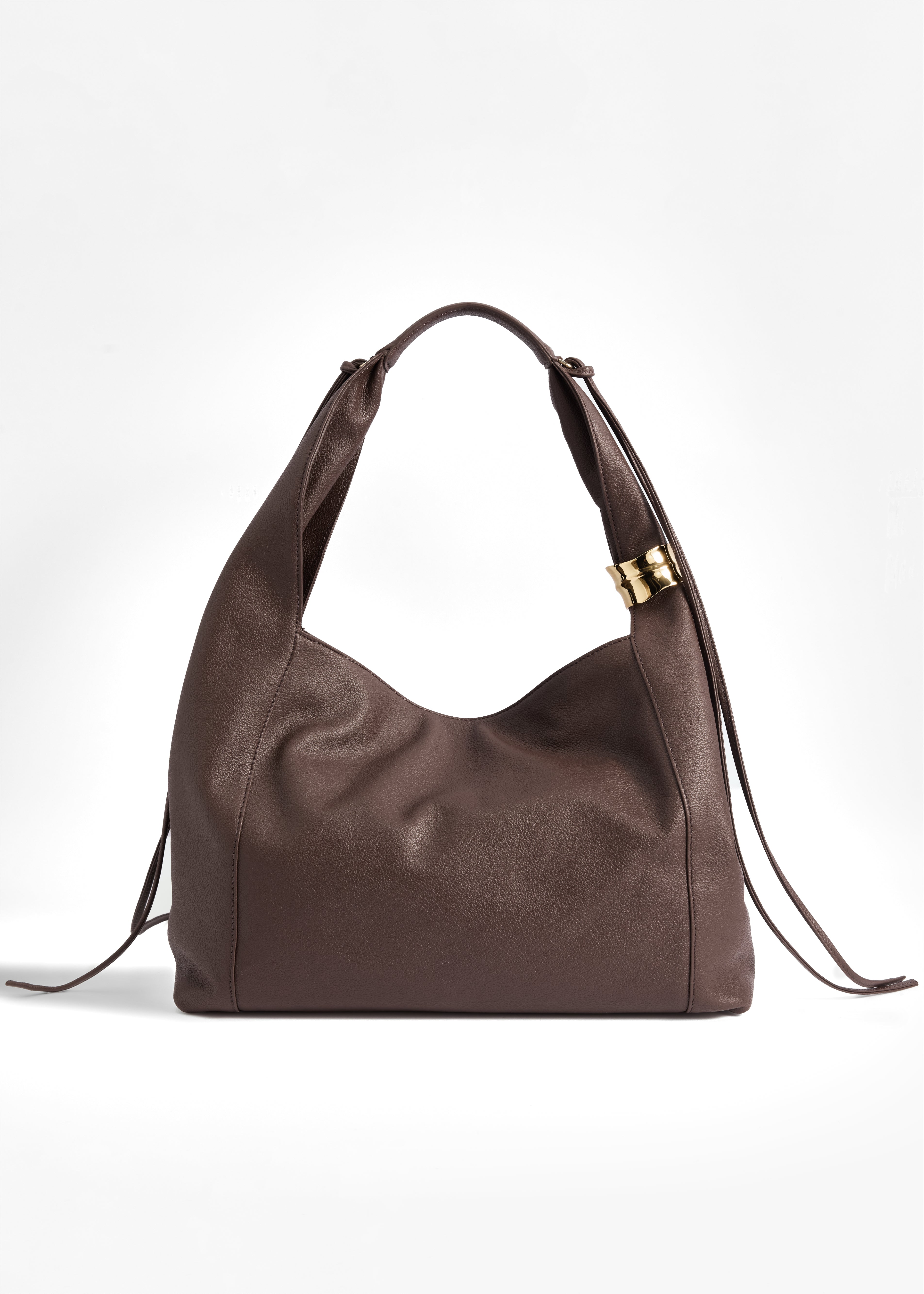 PNARU LUNA Brown Floater Leather, Gold Hardware