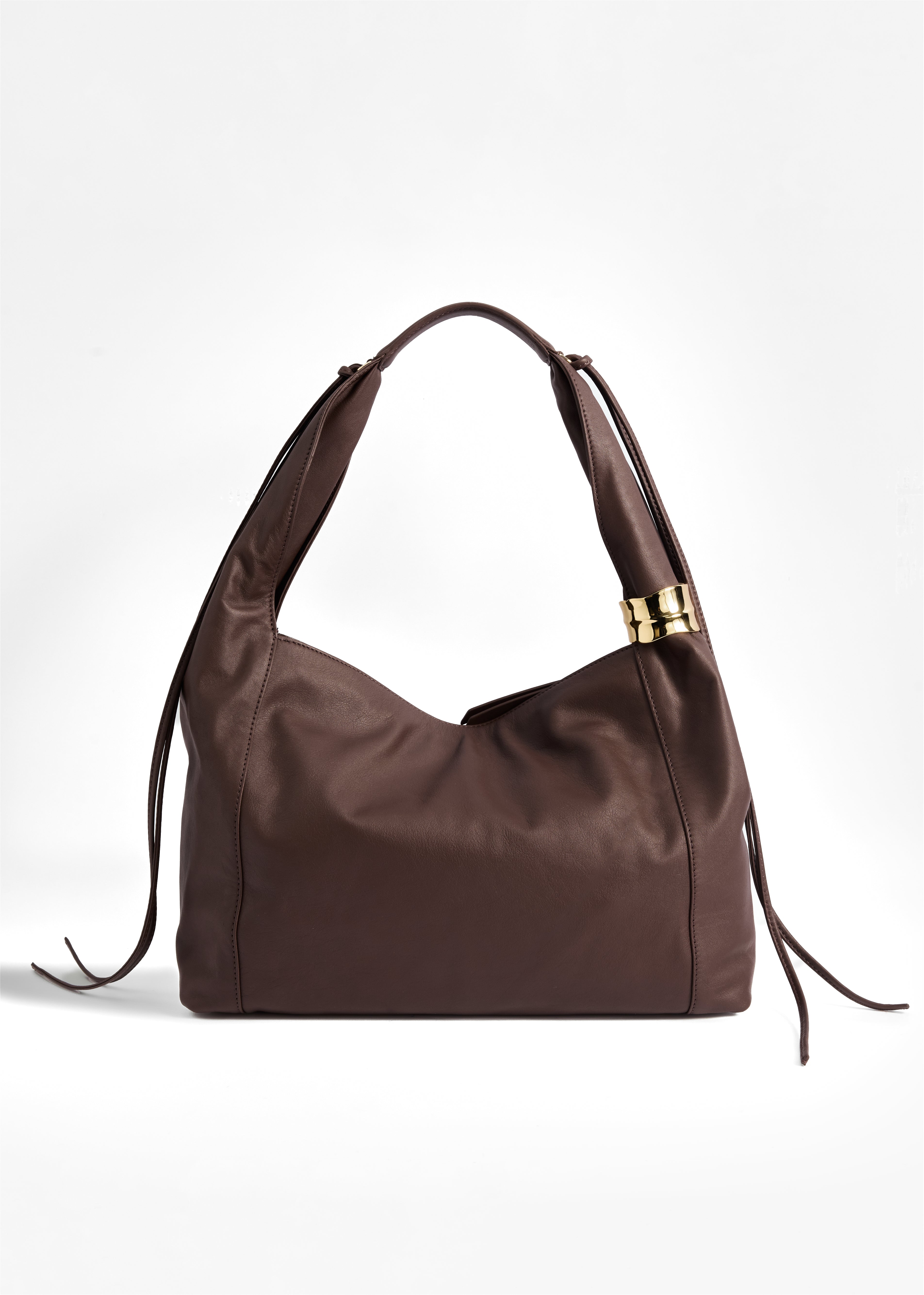 PNARU LUNA Brown Leather, Gold Hardware