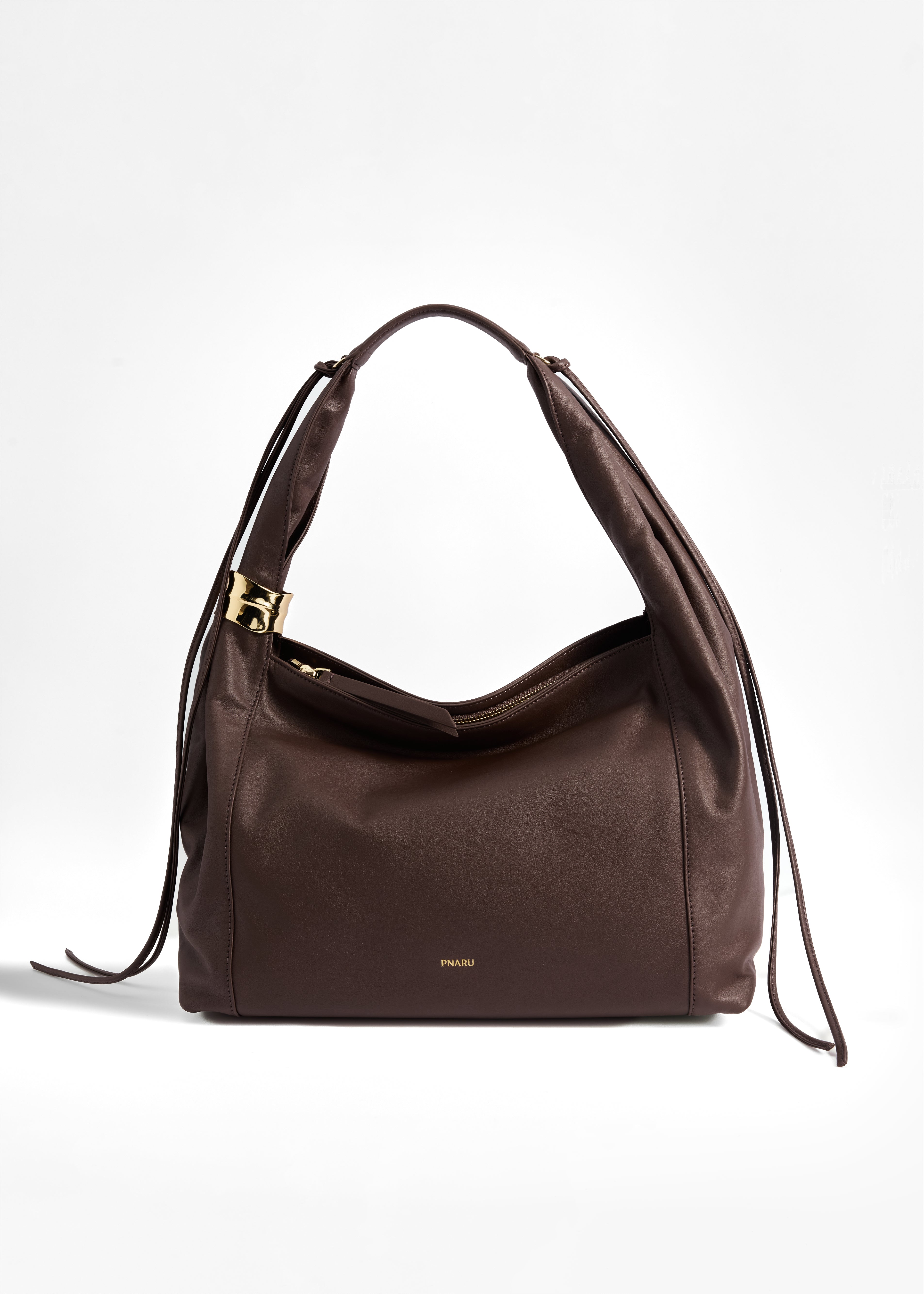 PNARU LUNA Brown Leather, Gold Hardware