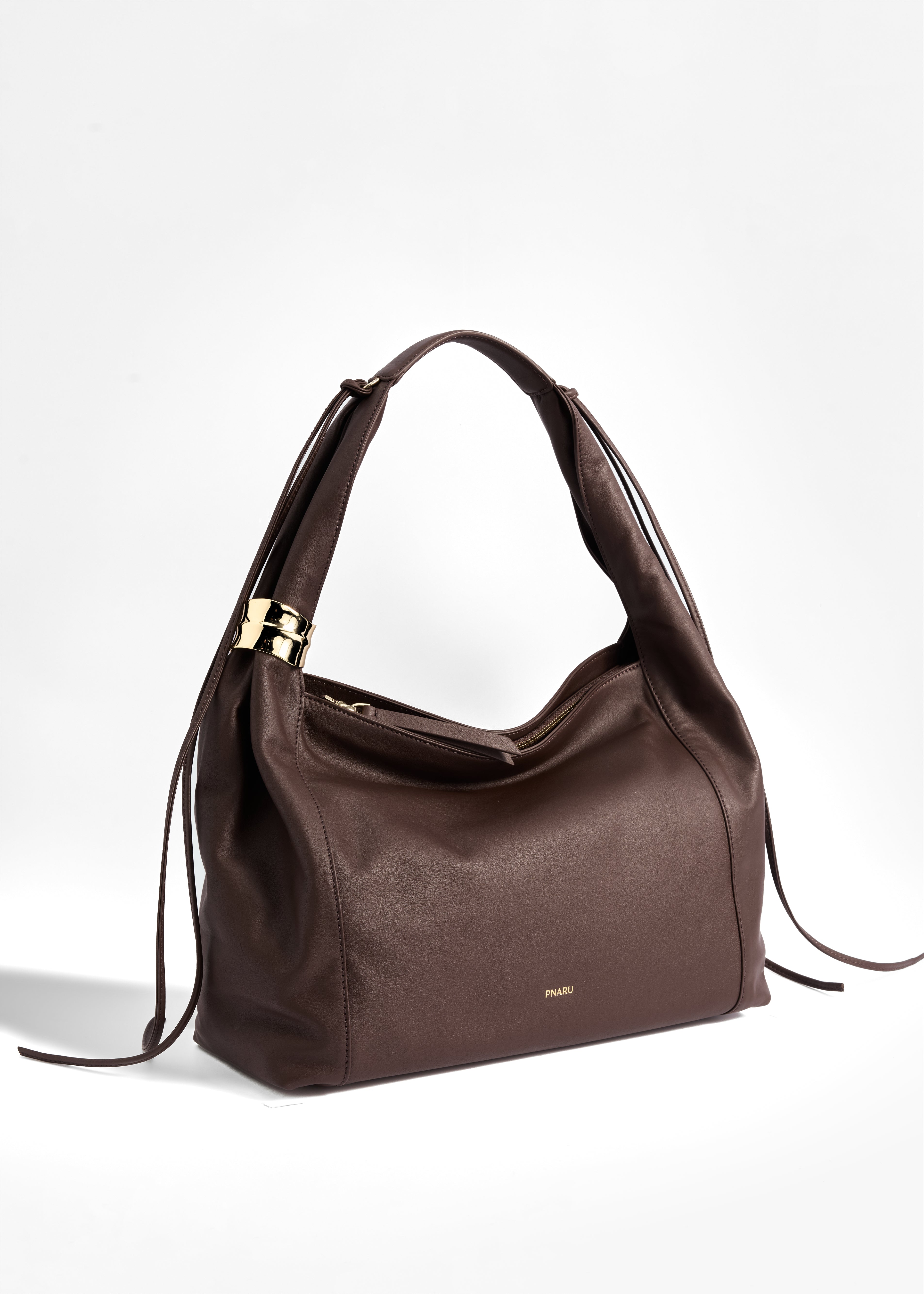 PNARU LUNA Brown Leather, Gold Hardware