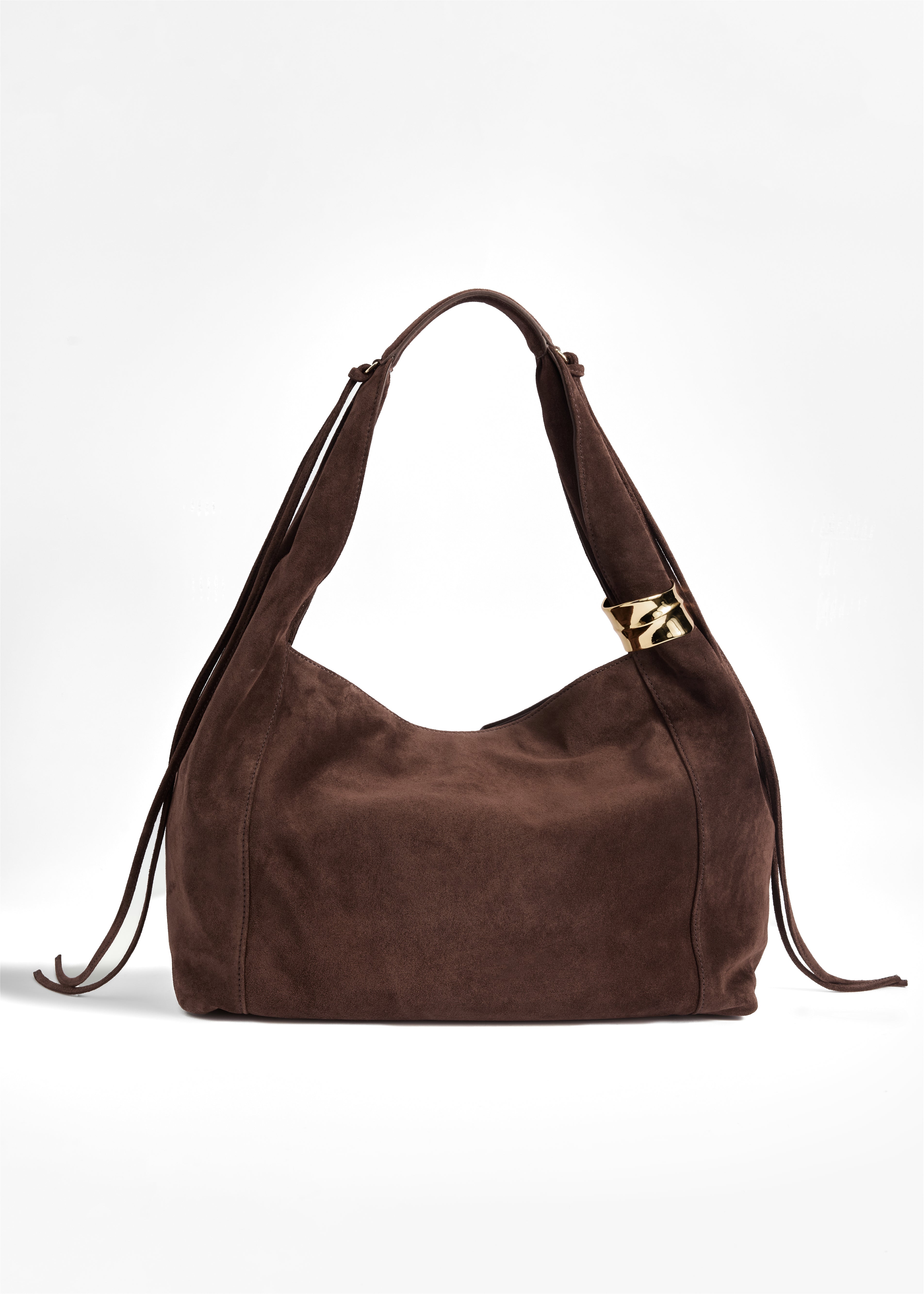 PNARU LUNA Brown Suede, Gold Hardware