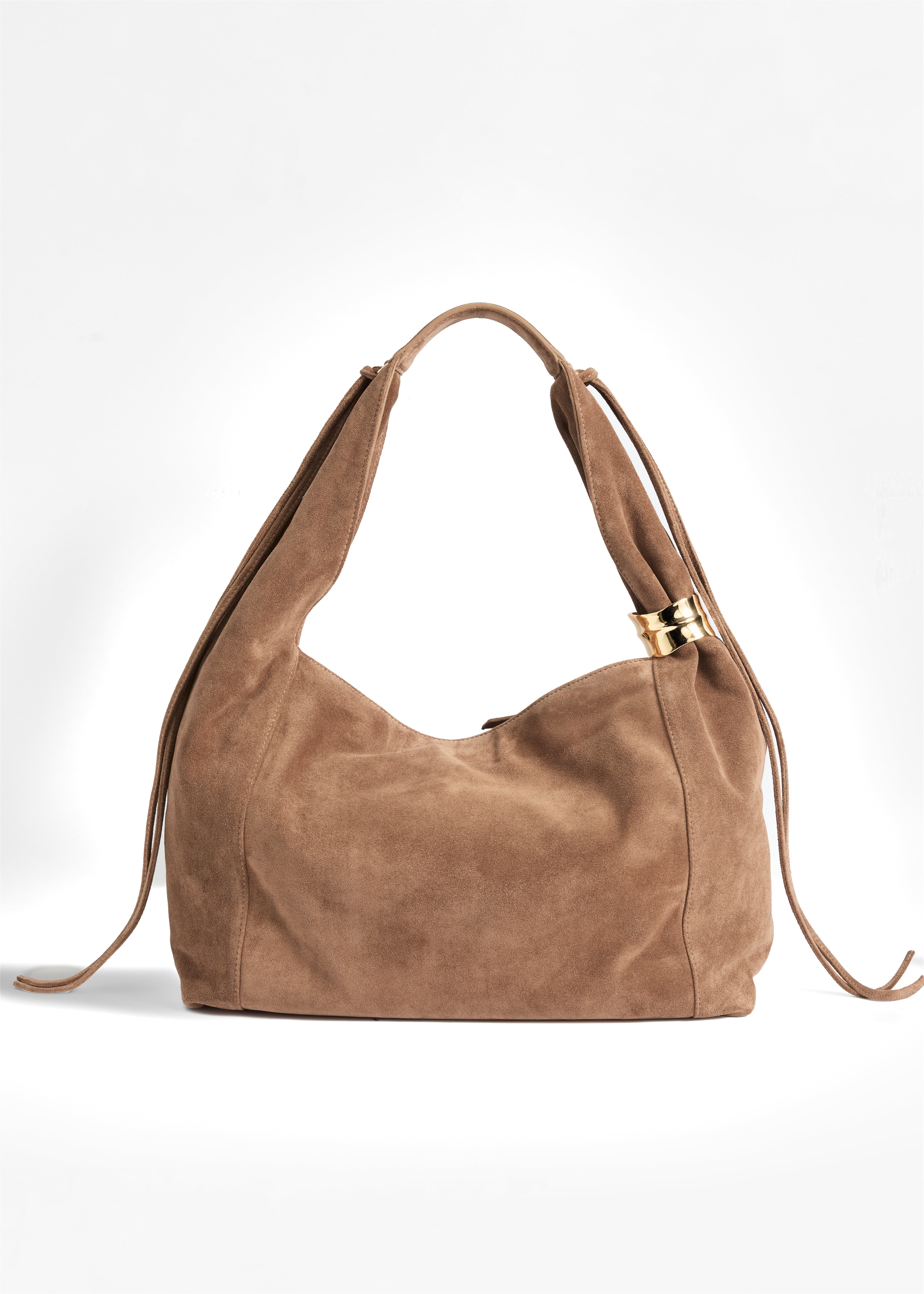 PNARU LUNA Sand Suede, Gold Hardware