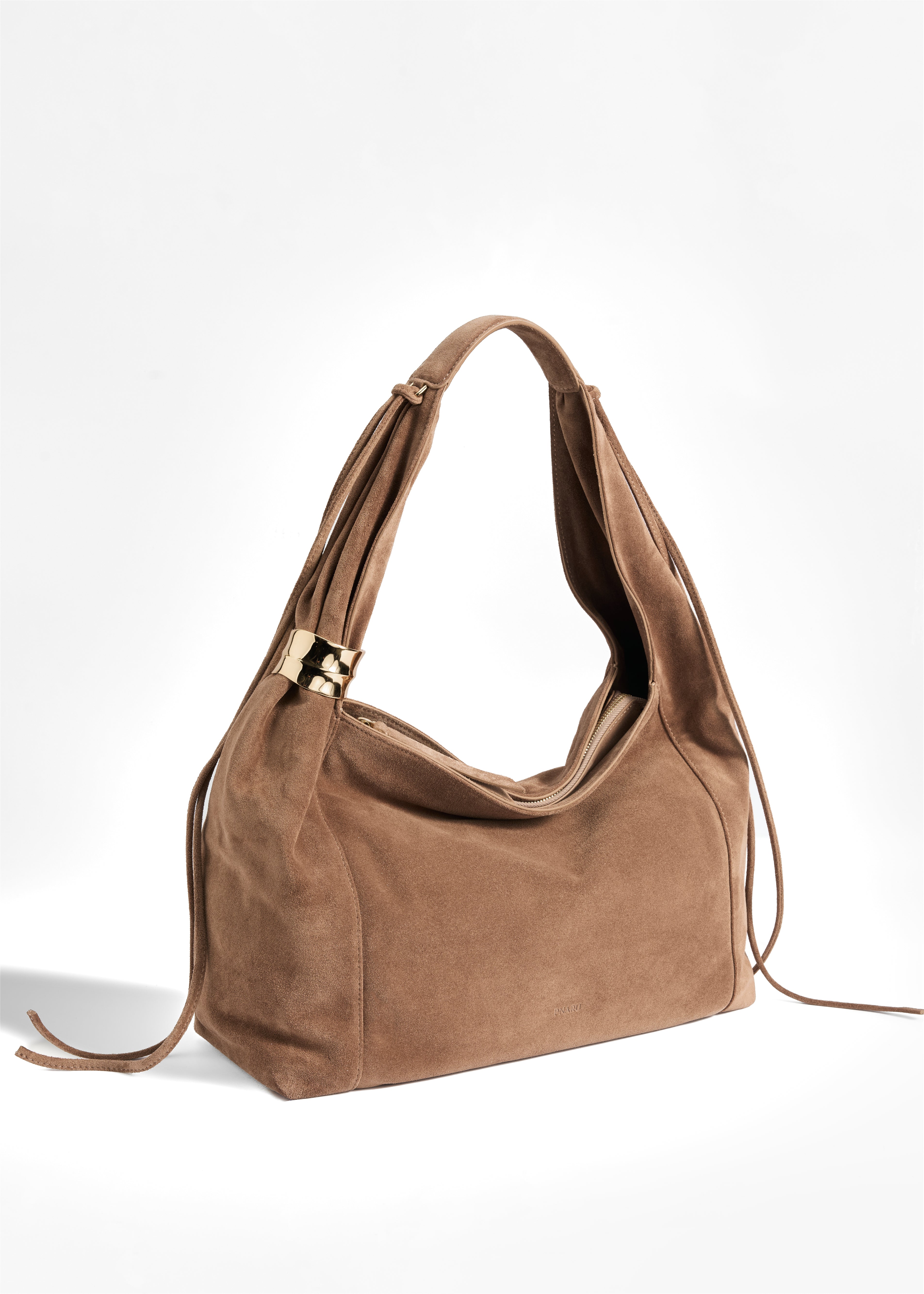 PNARU LUNA Sand Suede, Gold Hardware