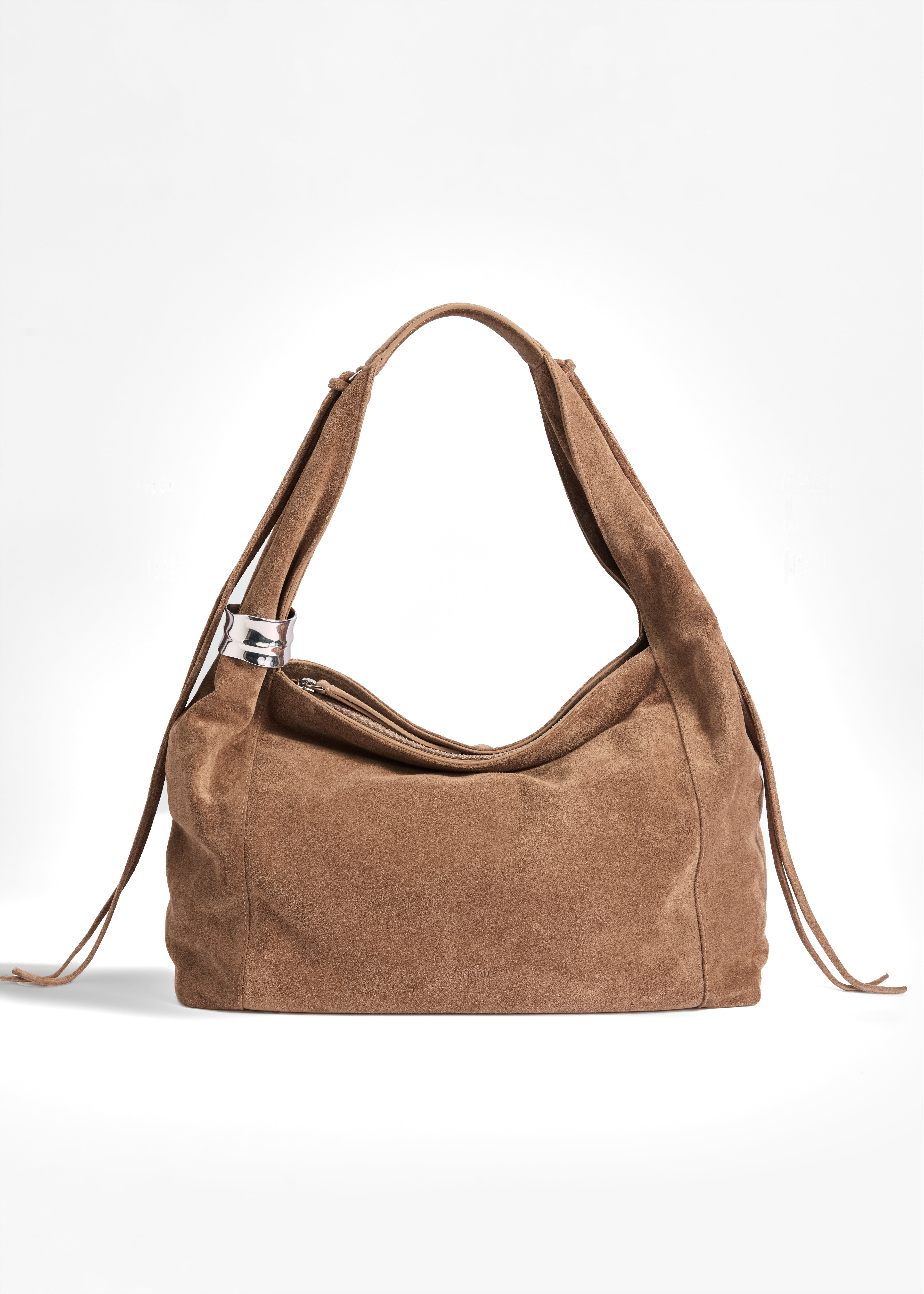 PNARU LUNA Sand Suede, Silver Hardware
