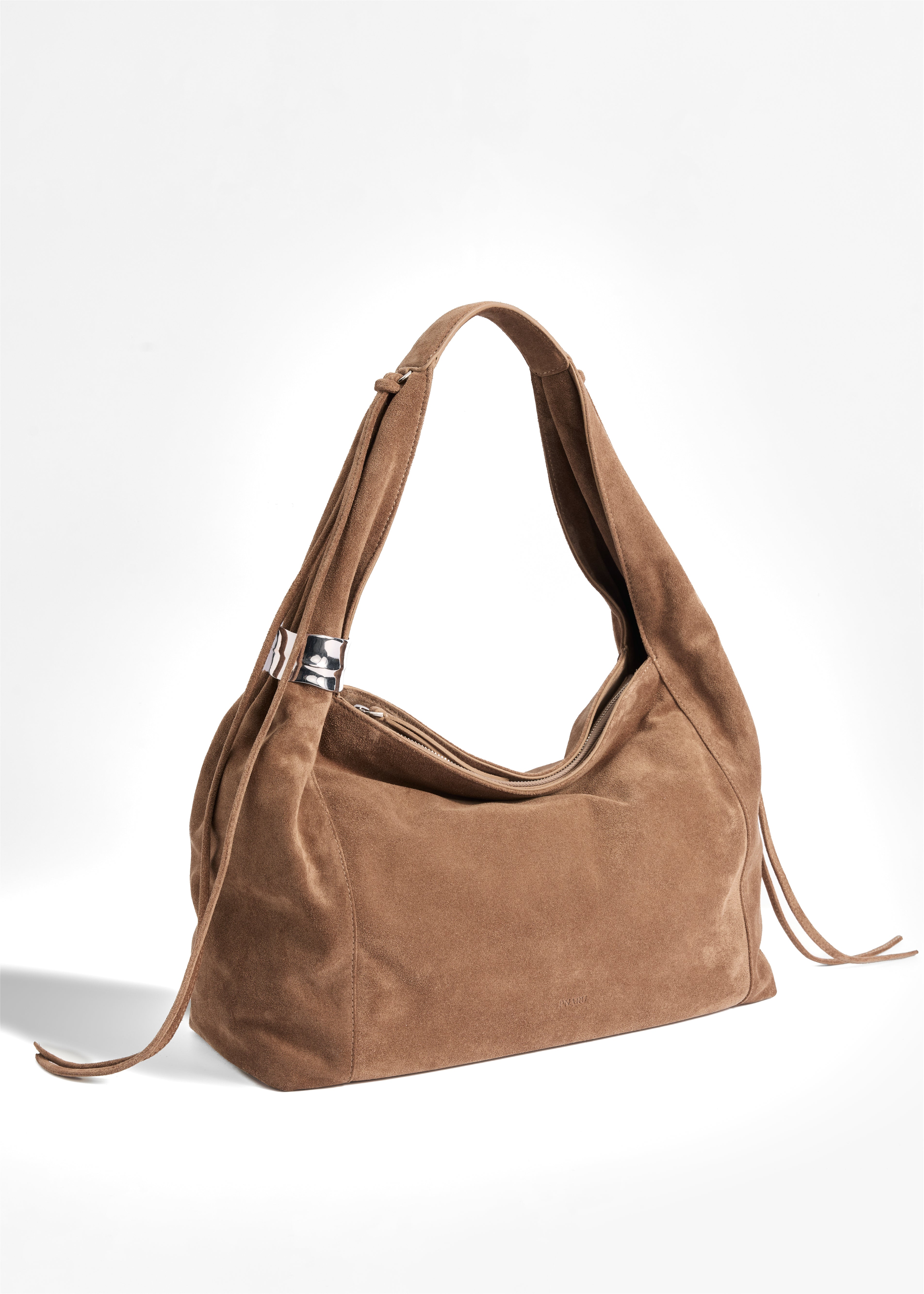PNARU LUNA Sand Suede, Silver Hardware