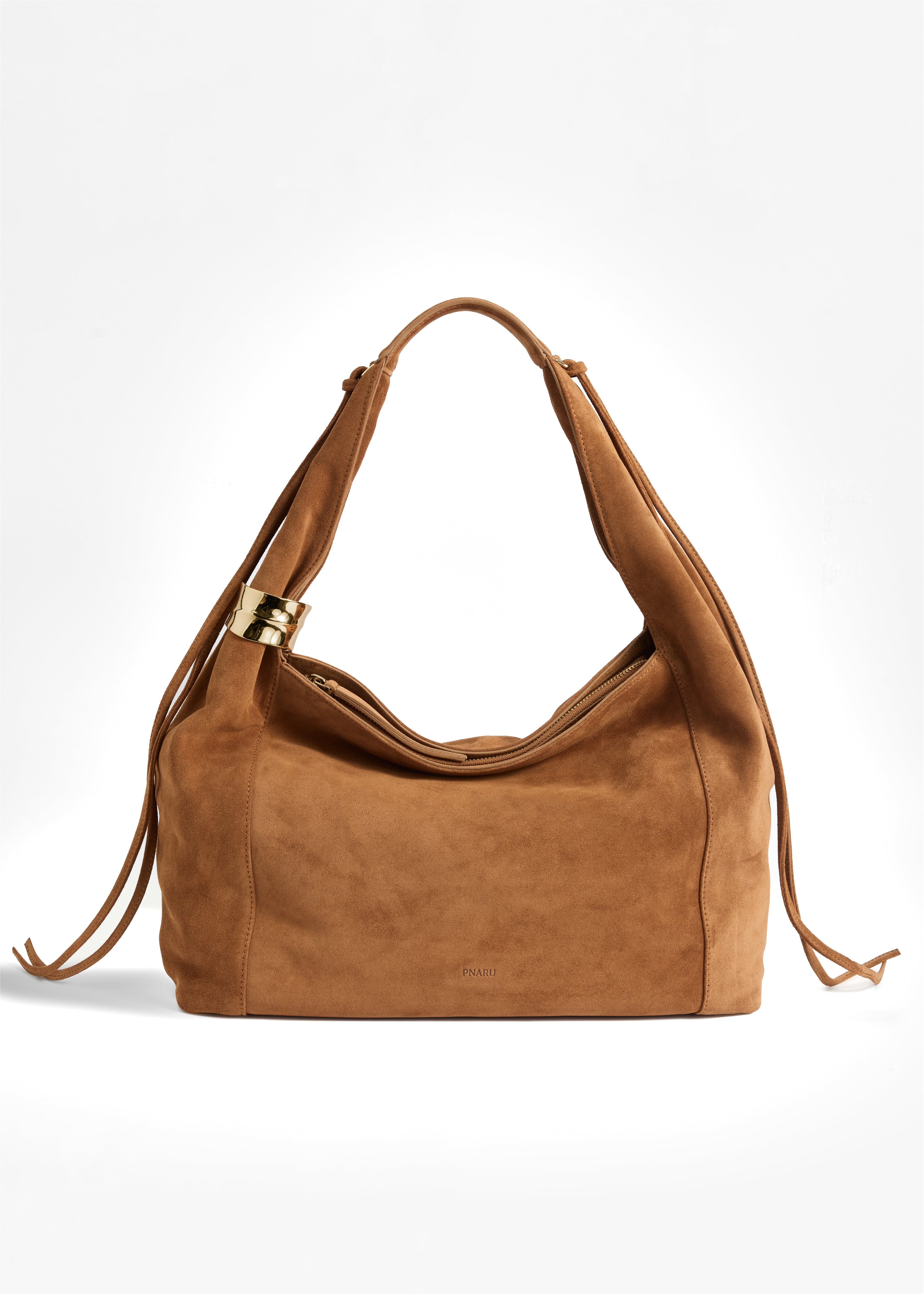 PNARU LUNA Tan Suede, Gold Hardware