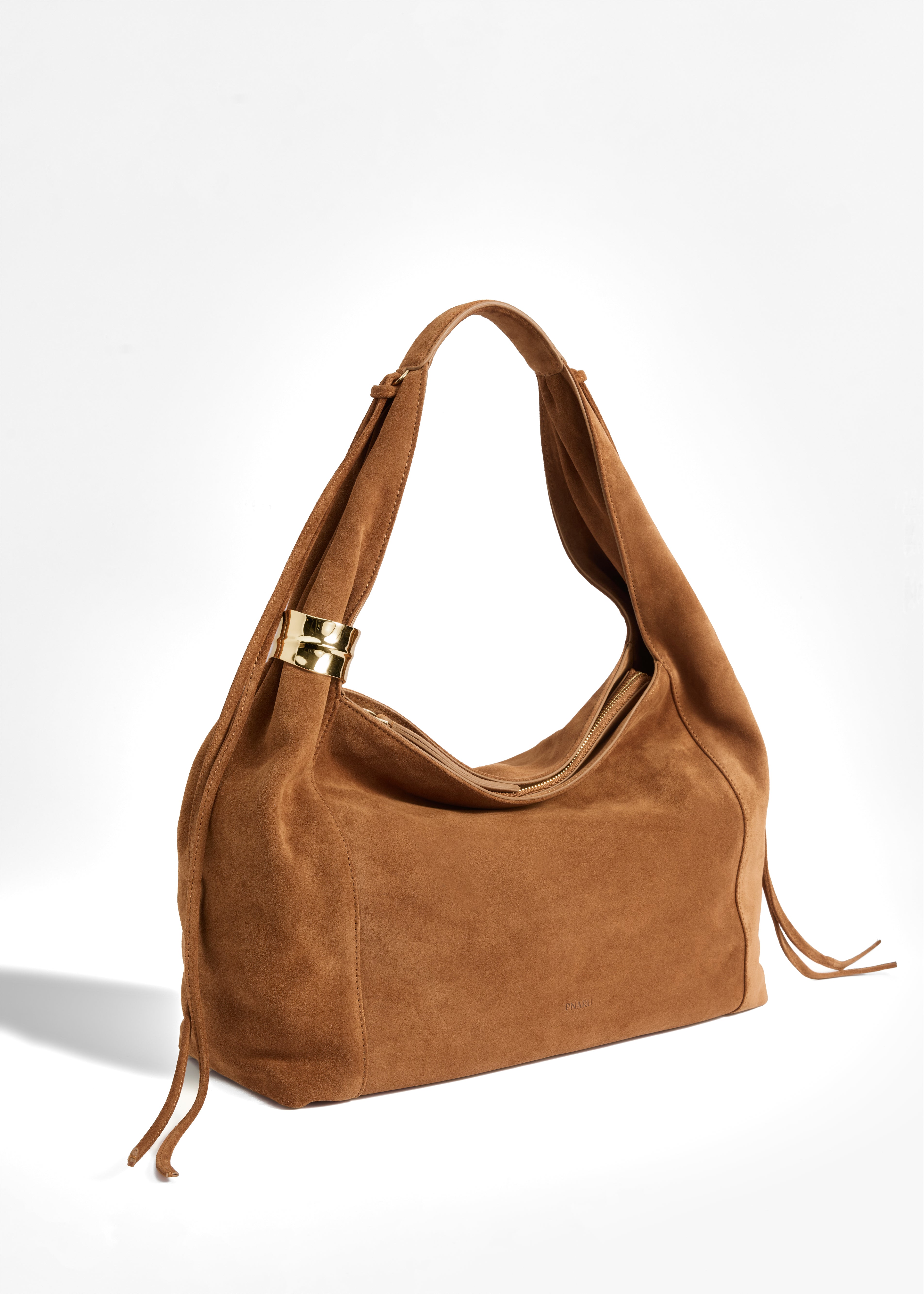 PNARU LUNA Tan Suede, Gold Hardware