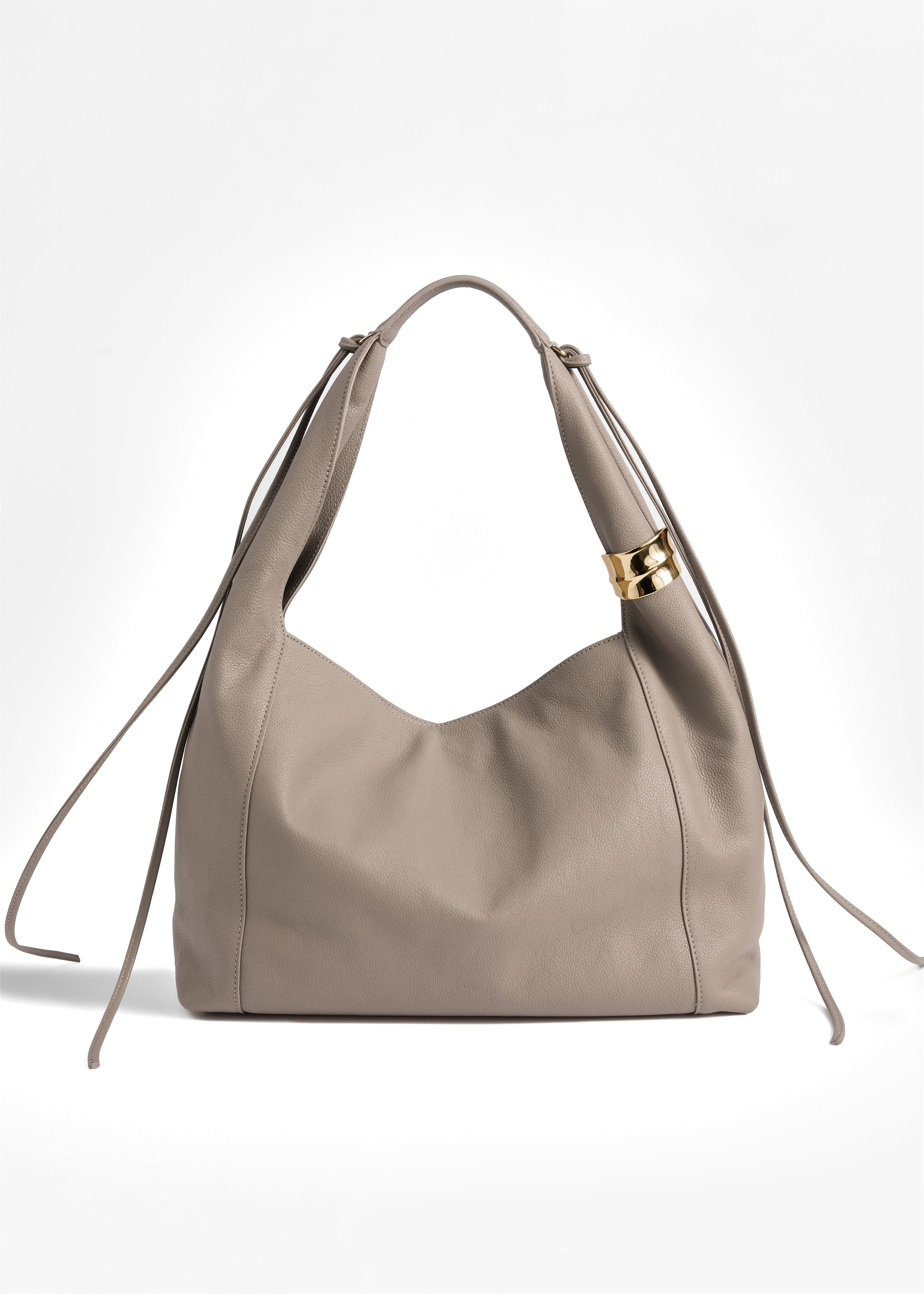 PNARU LUNA Taupe Leather, Gold Hardware