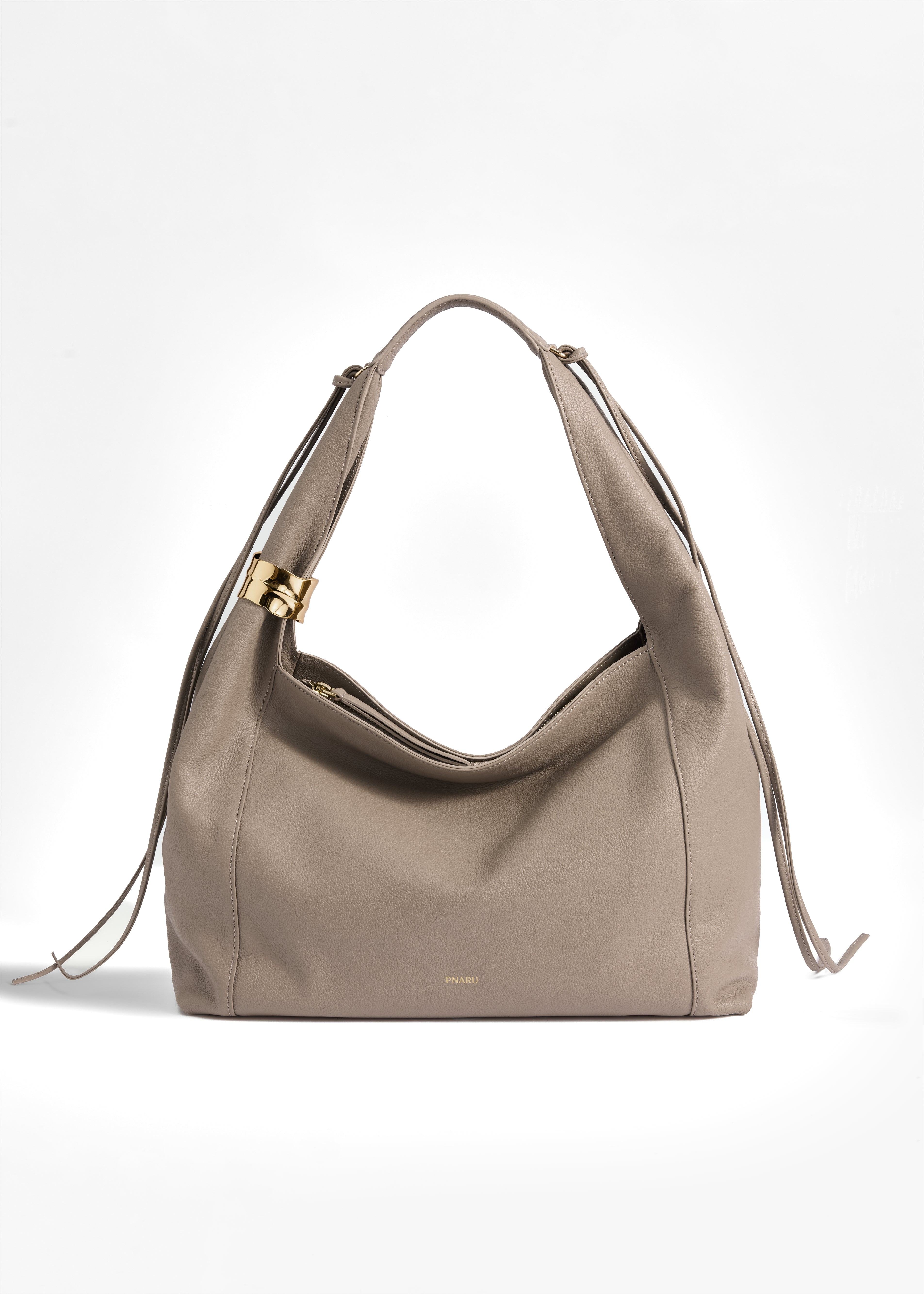 PNARU LUNA Taupe Leather, Gold Hardware