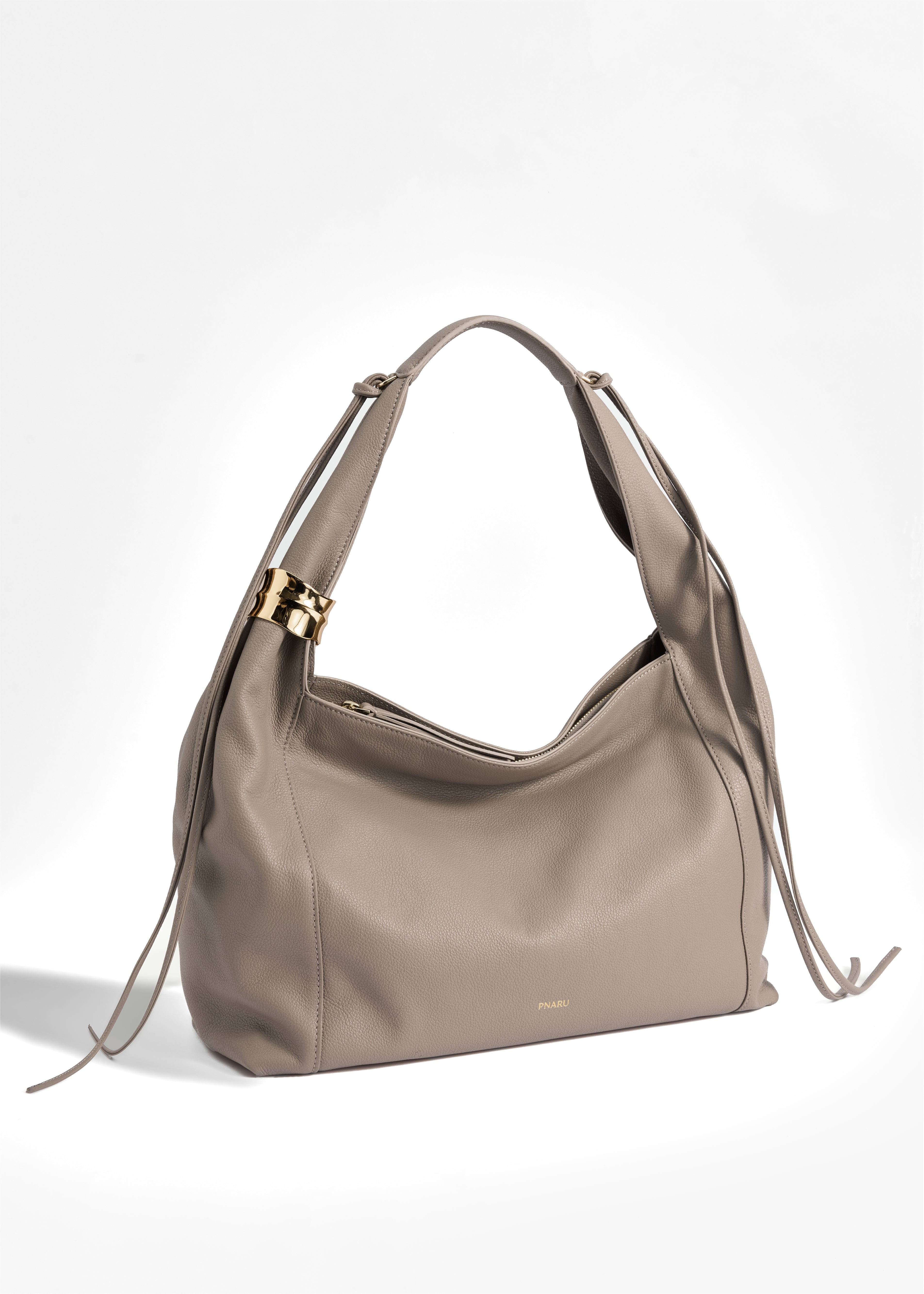 PNARU LUNA Taupe Leather, Gold Hardware