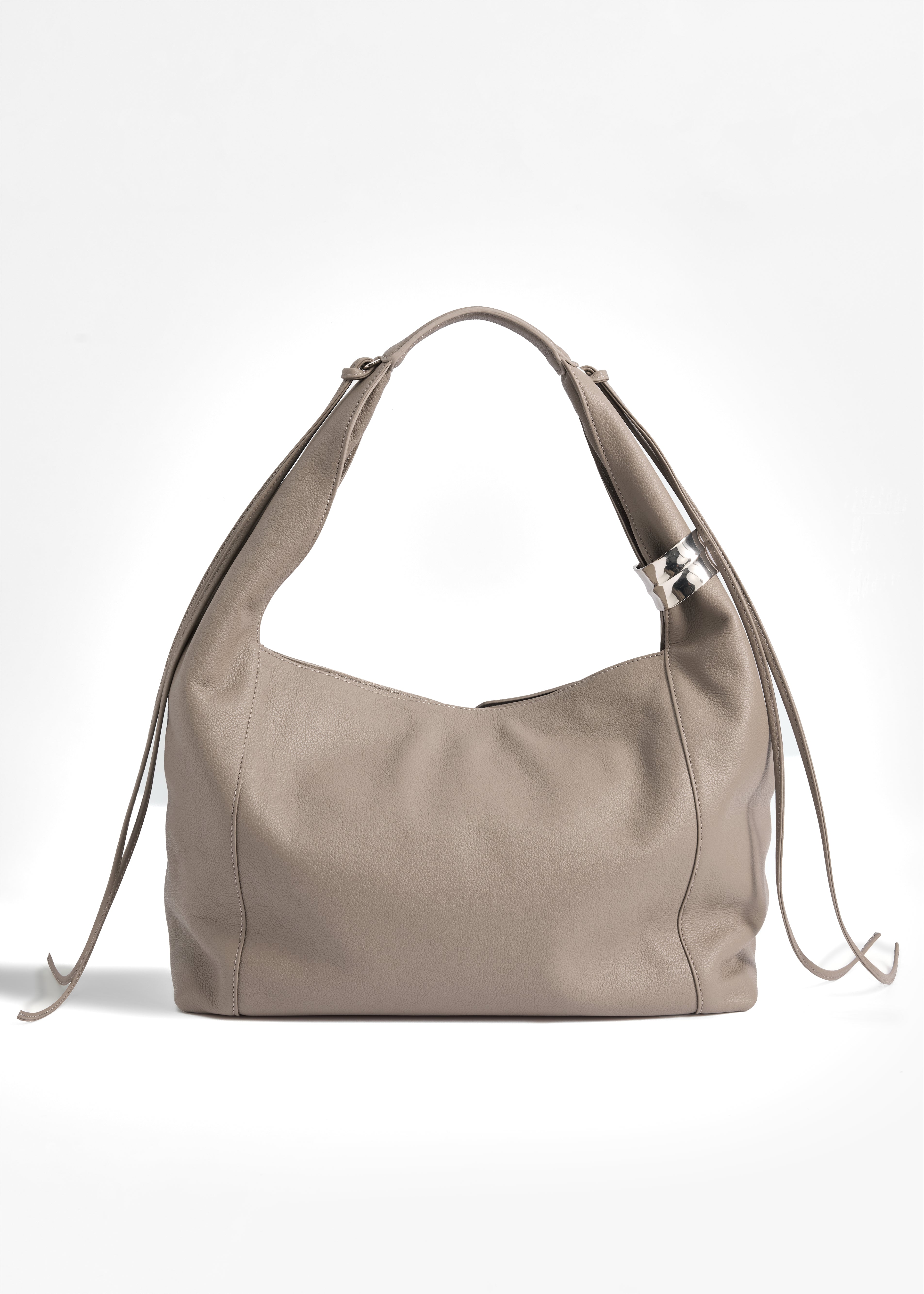 PNARU LUNA Taupe Leather, Silver Hardware