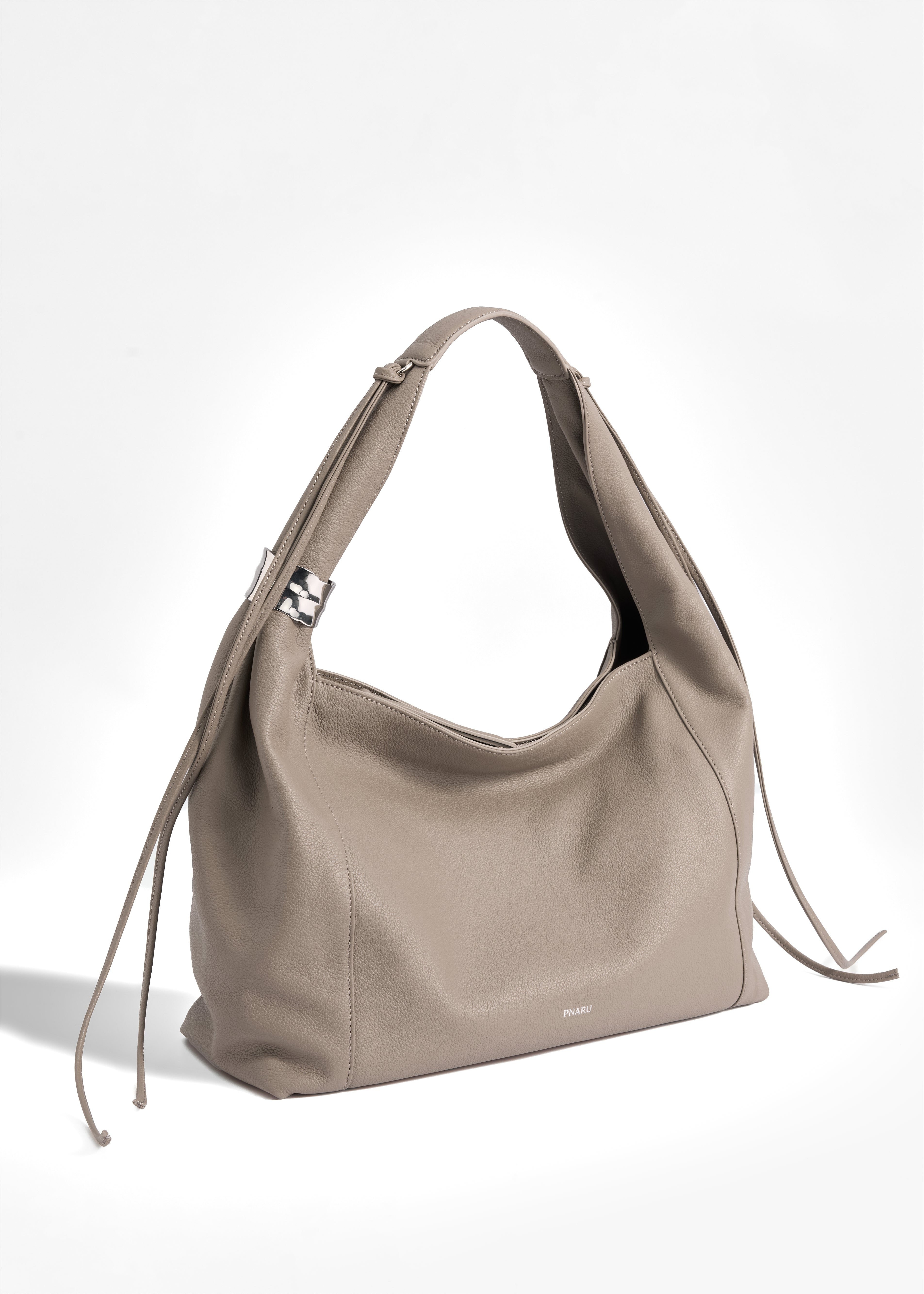 PNARU LUNA Taupe Leather, Silver Hardware