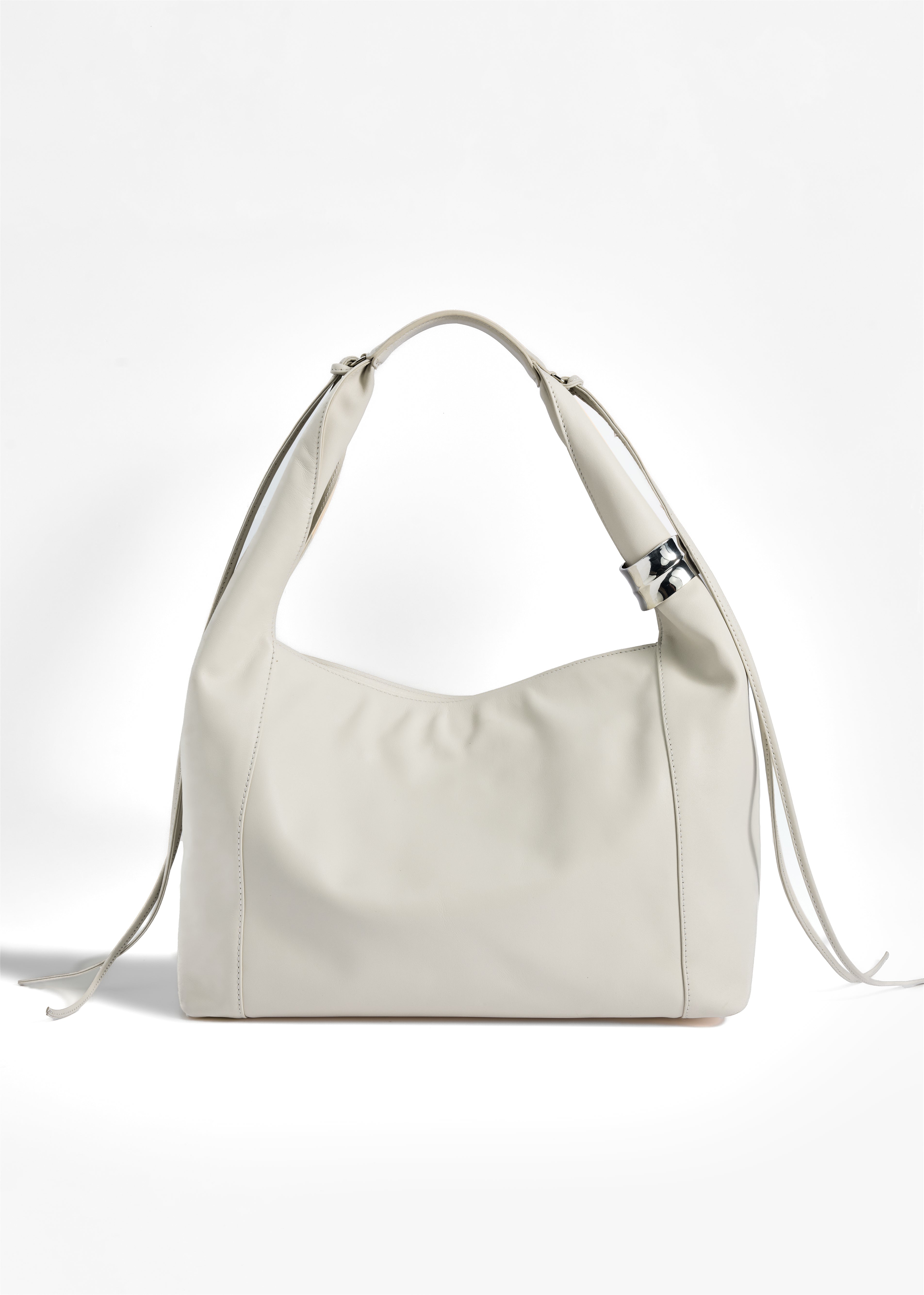 PNARU LUNA White Leather, Silver Hardware