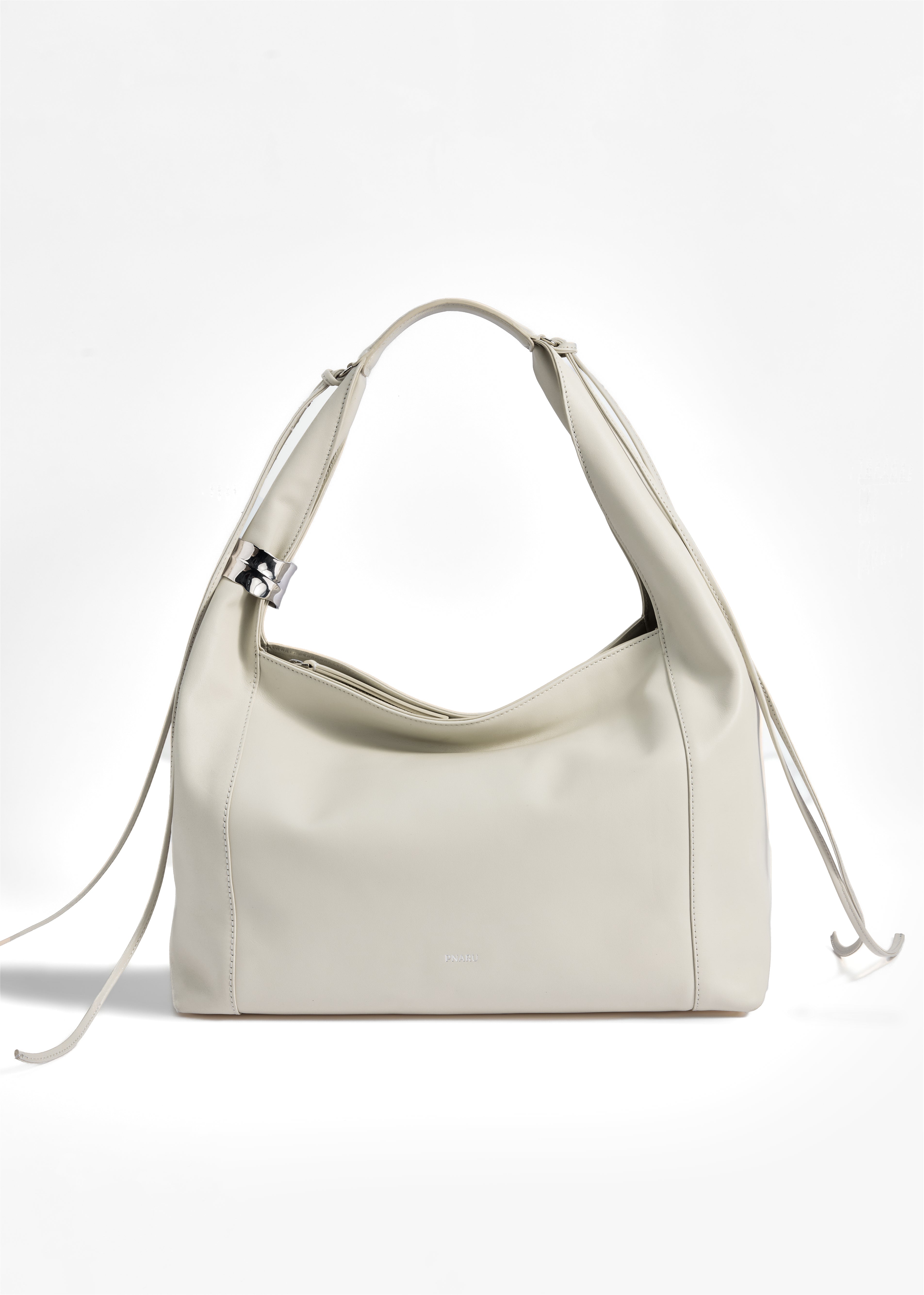 PNARU LUNA White Leather, Silver Hardware