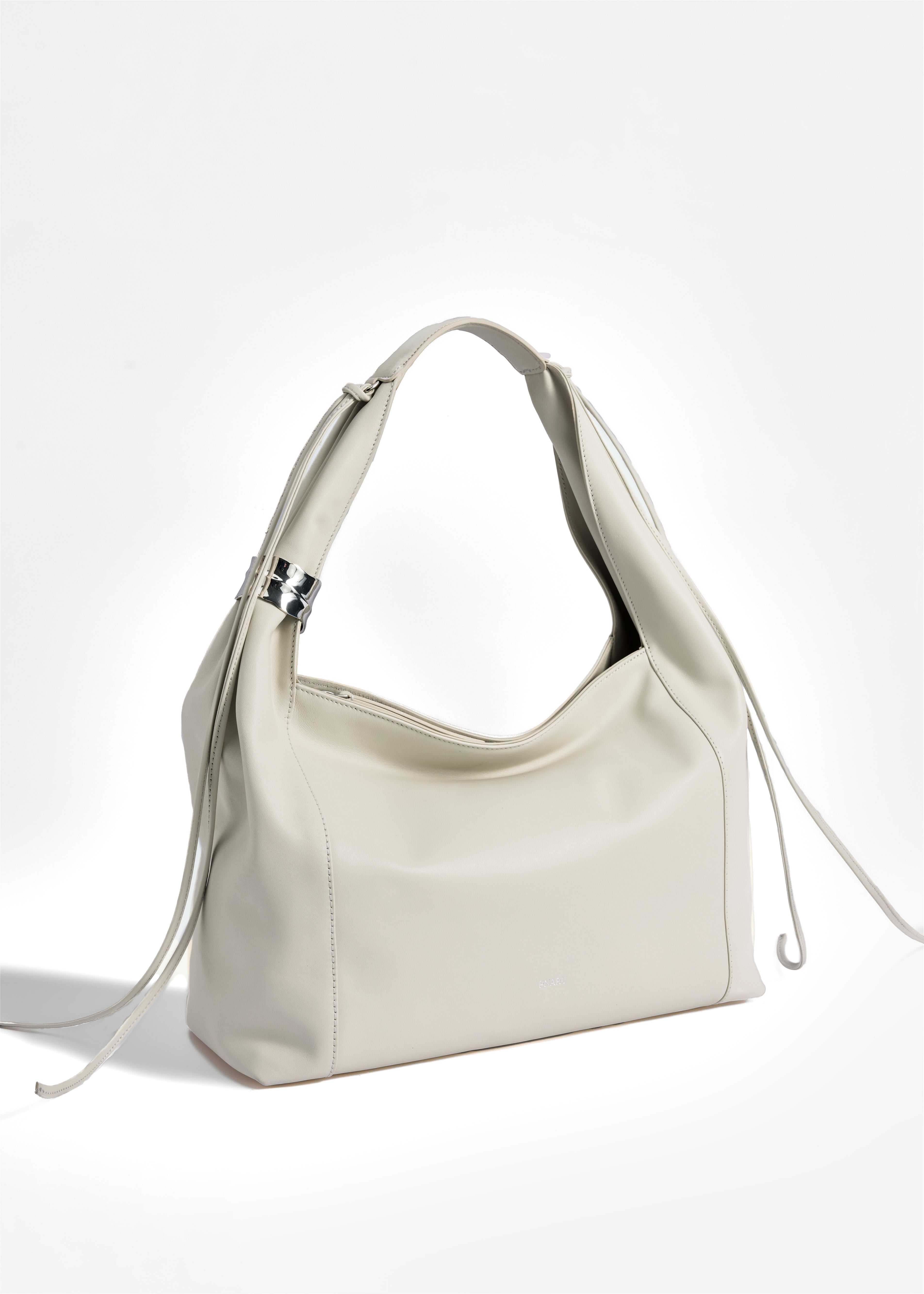 PNARU LUNA White Leather, Silver Hardware