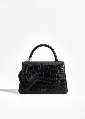 Black Croc-embossed