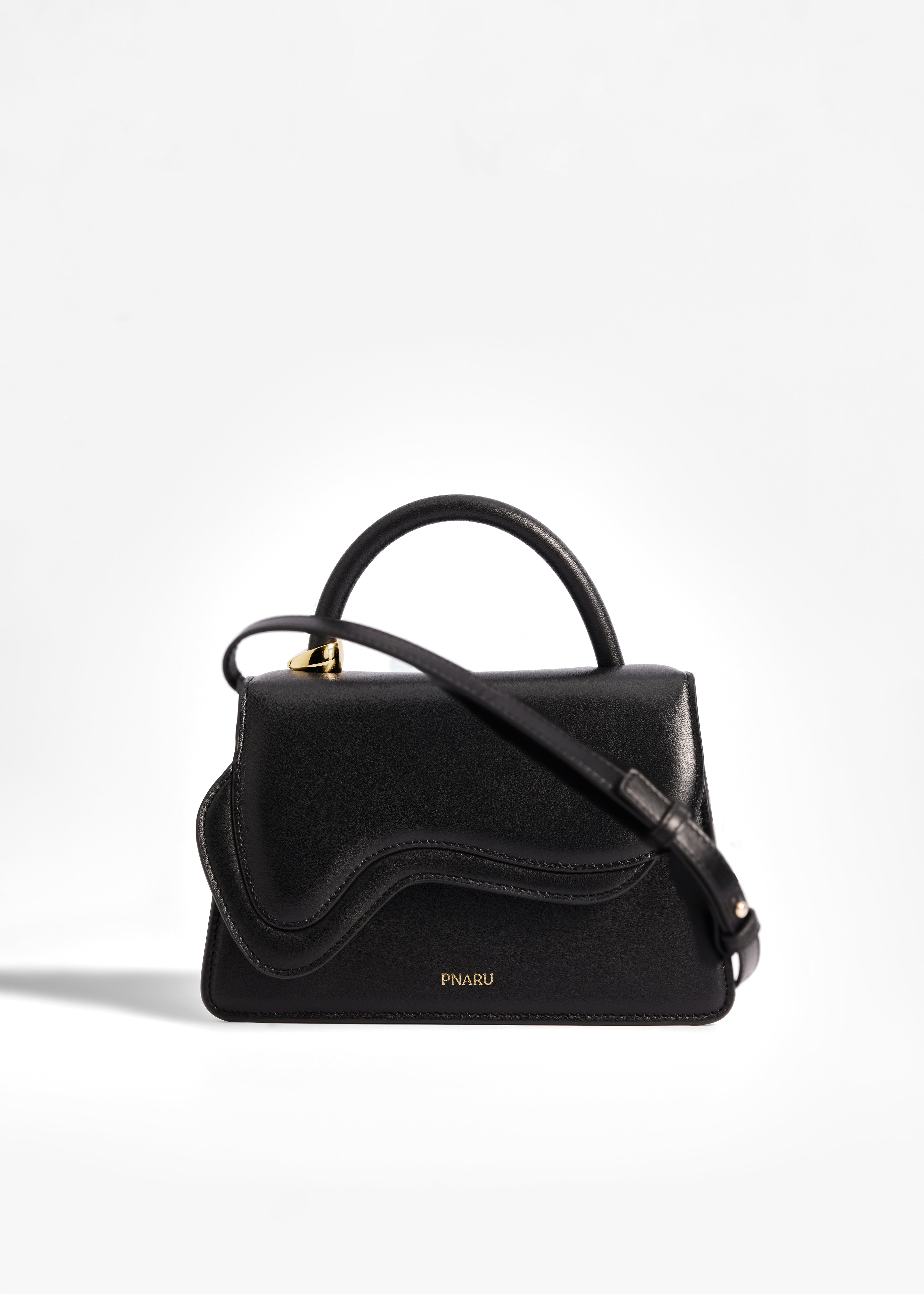 PNARU NUV Black Leather, Gold Hardware