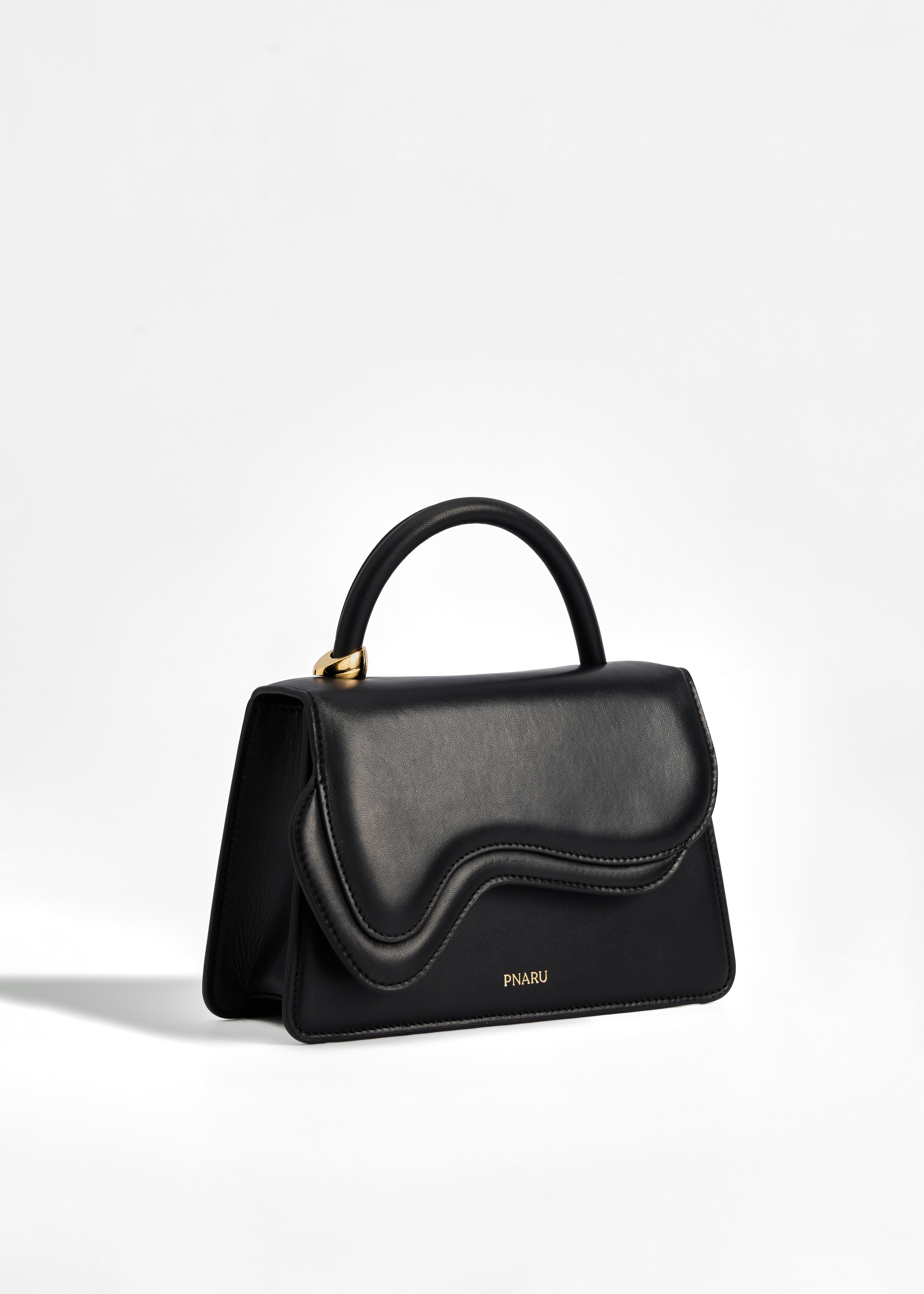 PNARU NUV Black Leather, Gold Hardware