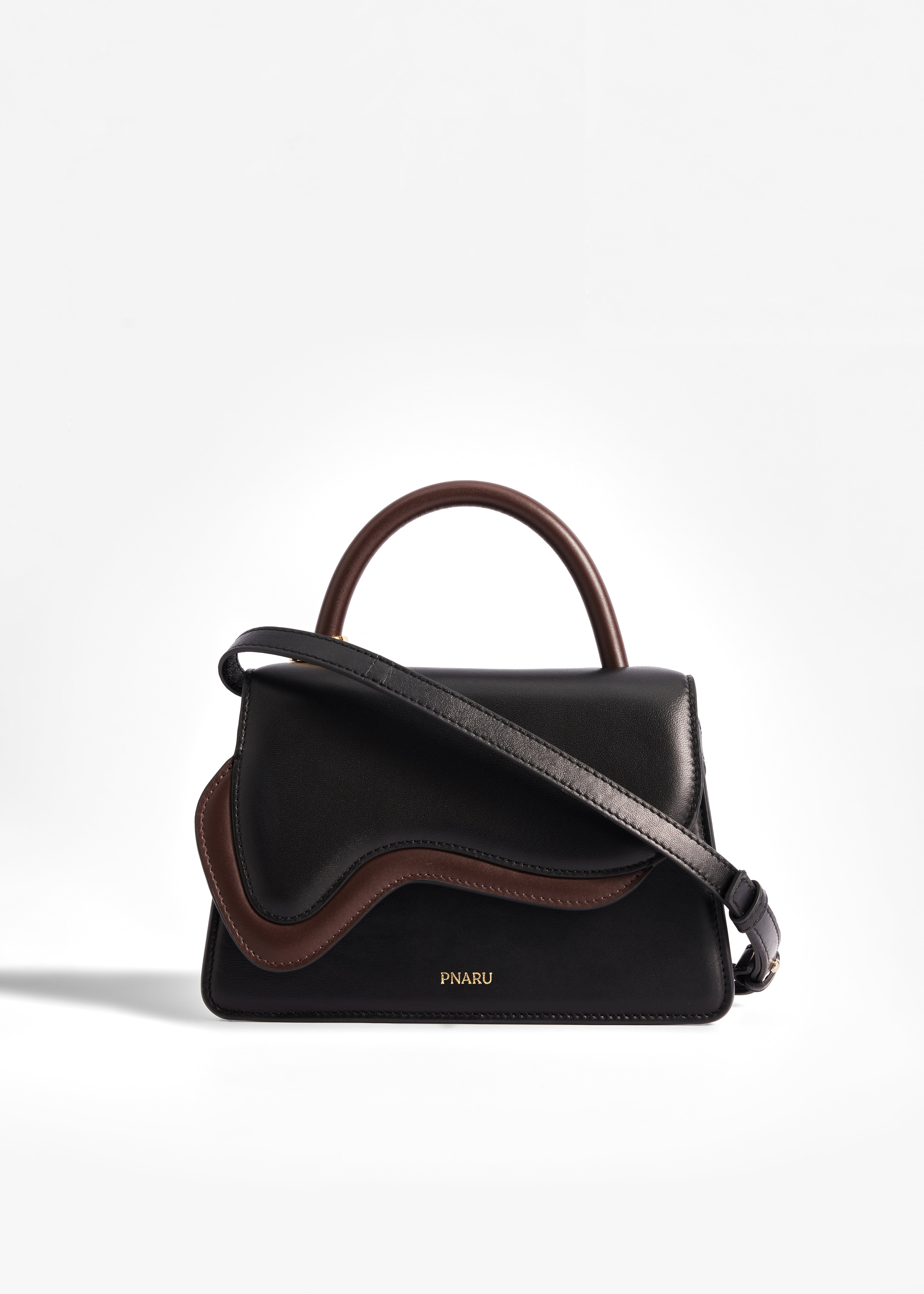 PNARU NUV Black Leather with Brown Trim, Gold Hardware