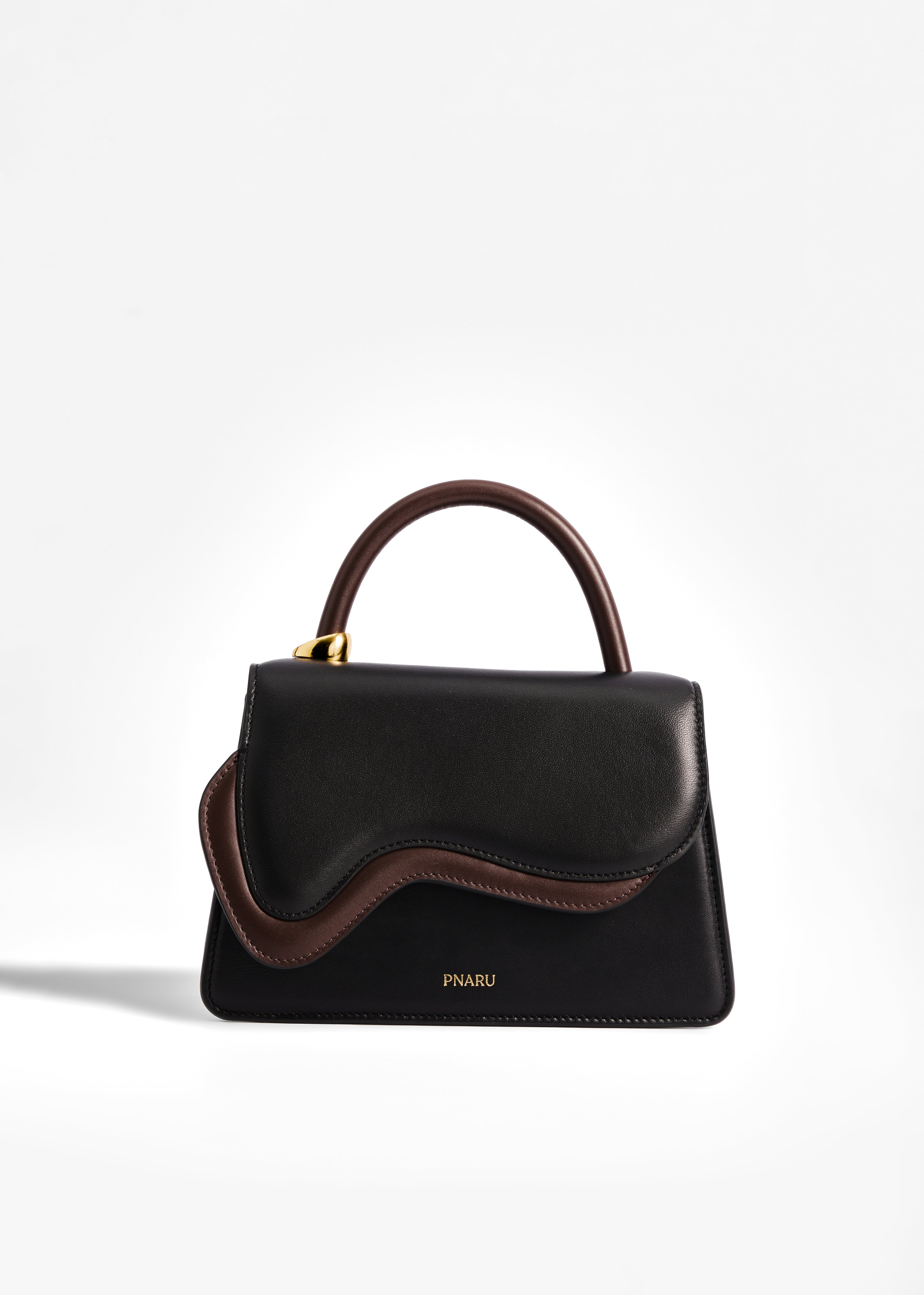 PNARU NUV Black Leather with Brown Trim, Gold Hardware 