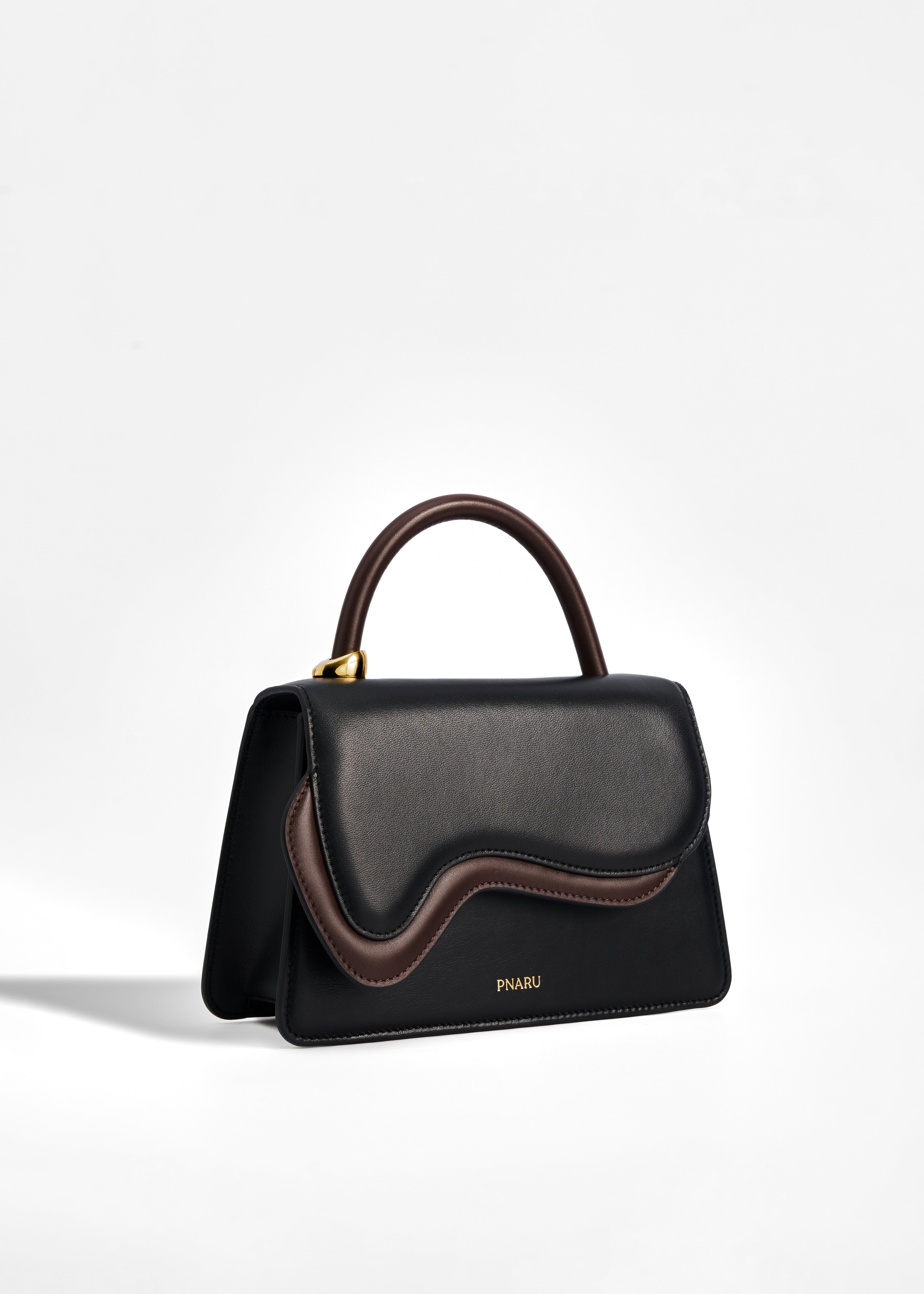 PNARU NUV Black Leather with Brown Trim, Gold Hardware 