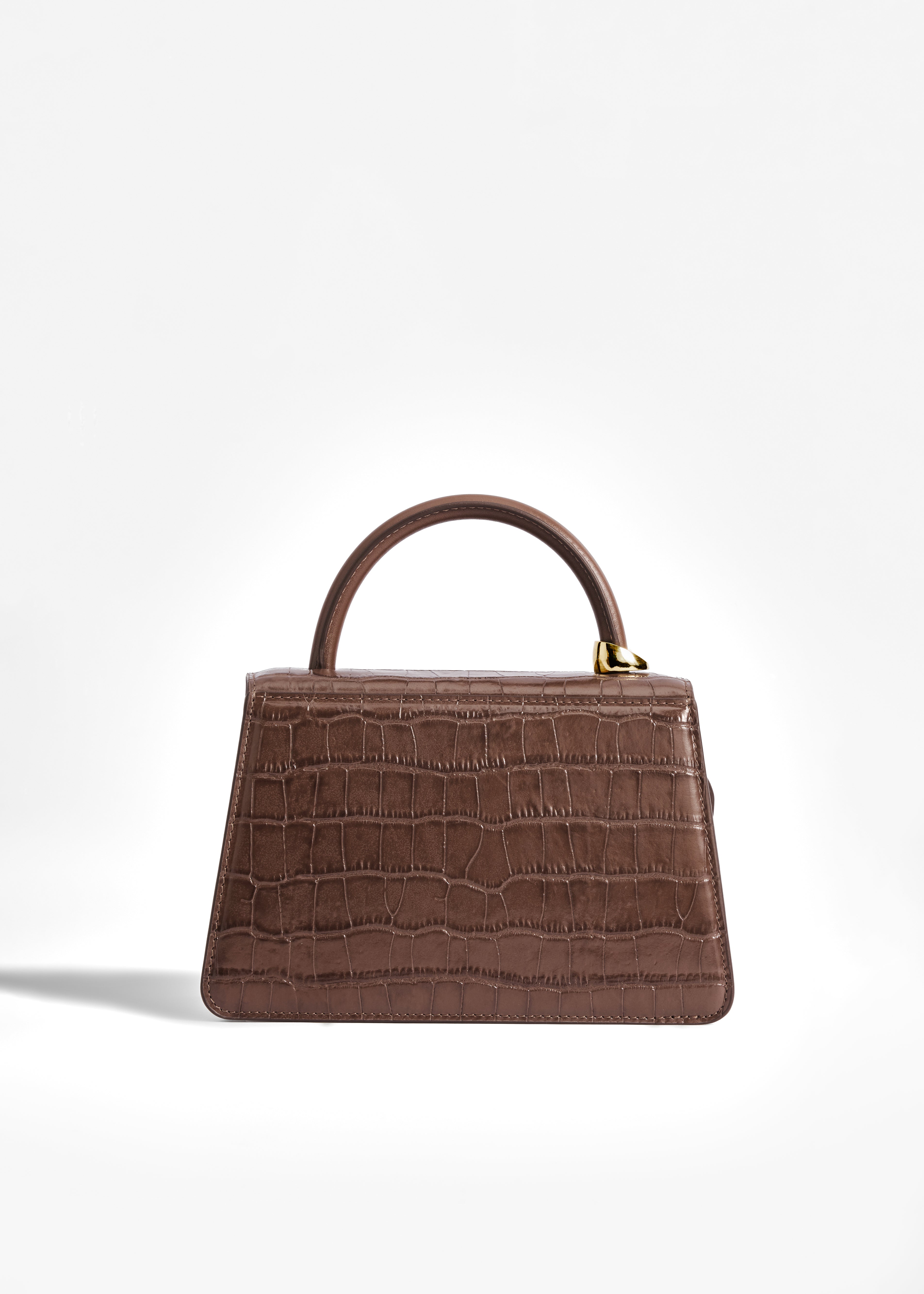 PNARU NUV Brown Croc-Embossed Leather, Gold Hardware