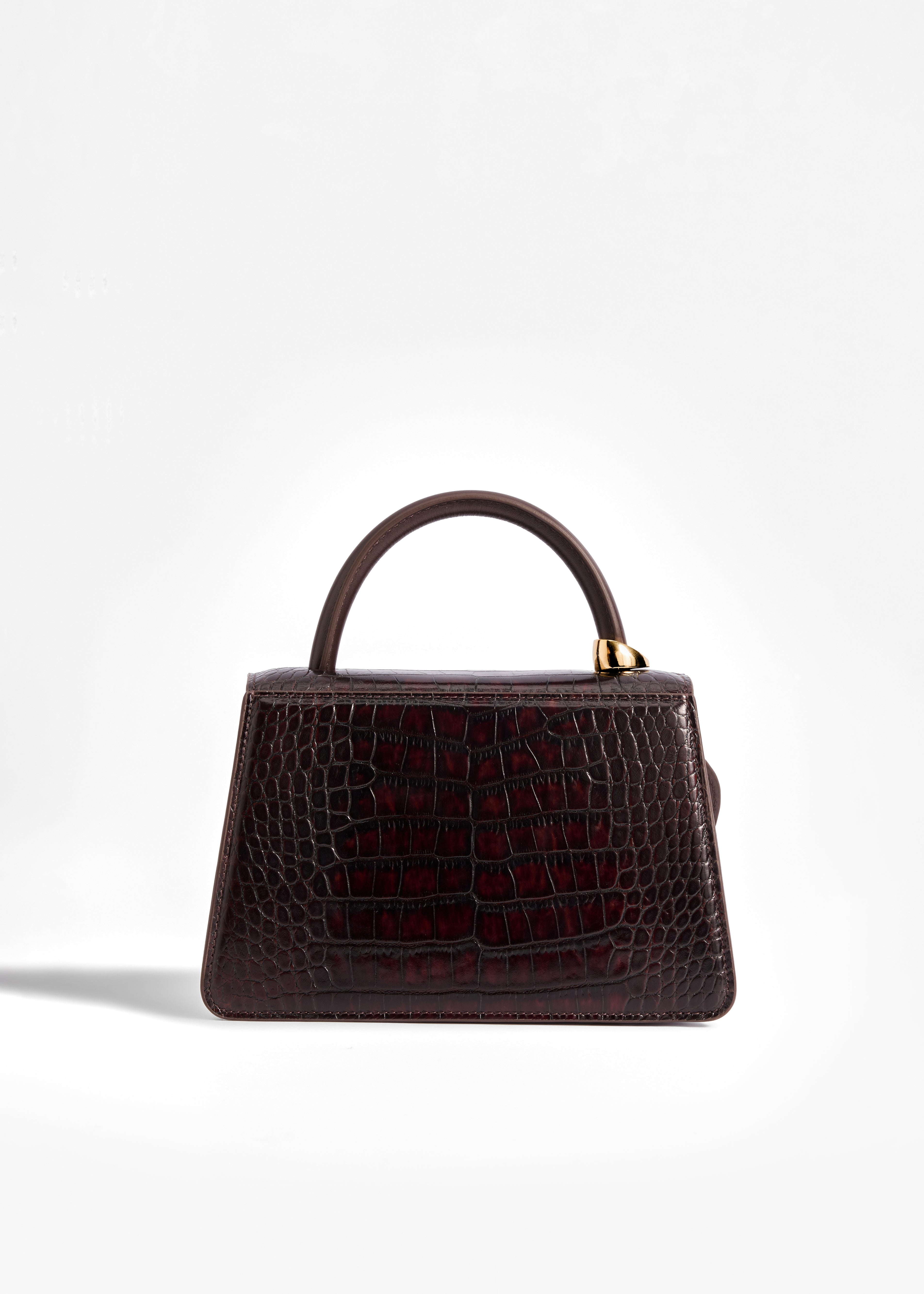 PNARU NUV Burgundy Croc-Embossed Leather, Gold Hardware
