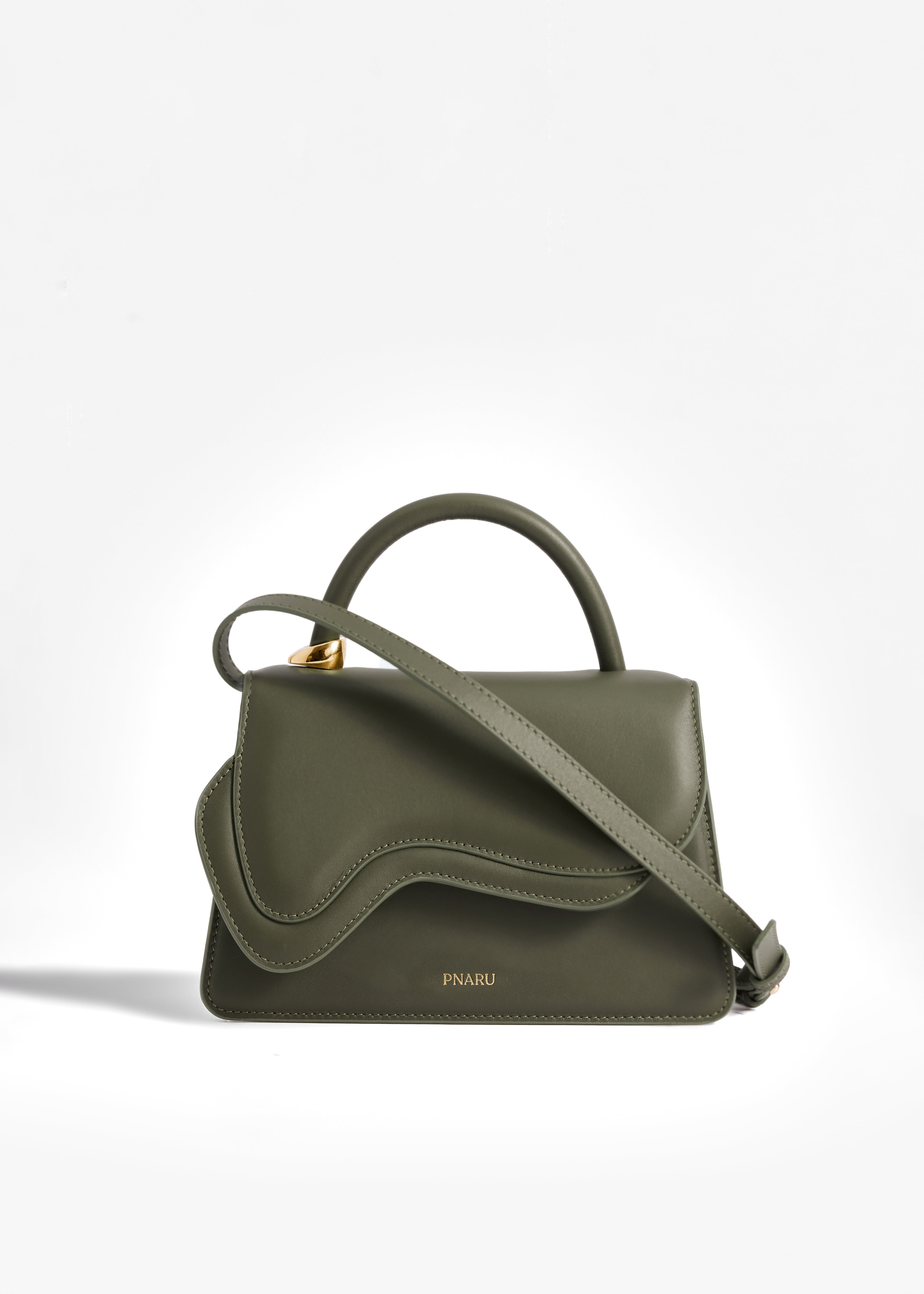 PNARU NUV Green Leather, Gold Hardware