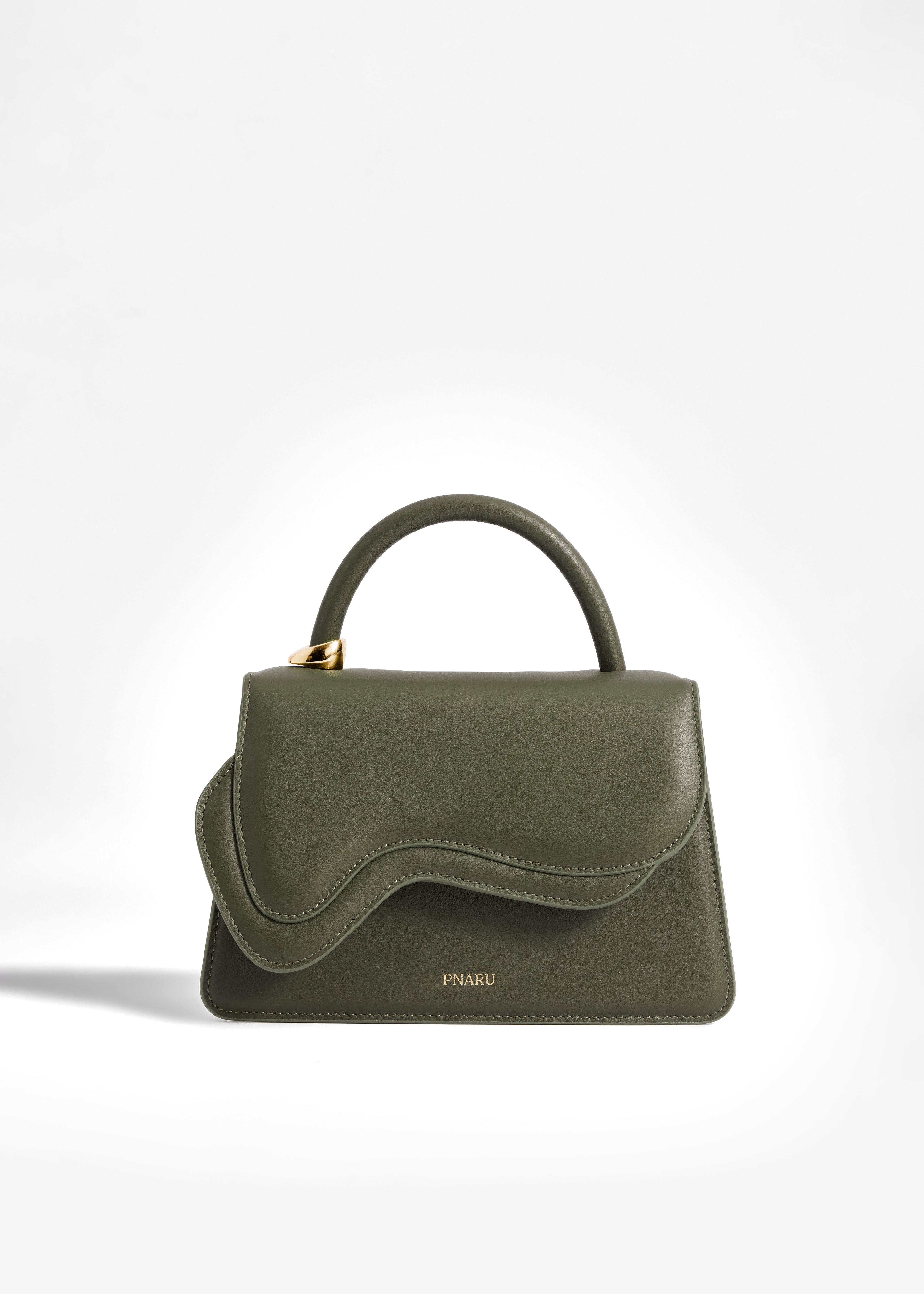 PNARU NUV Green Leather, Gold Hardware
