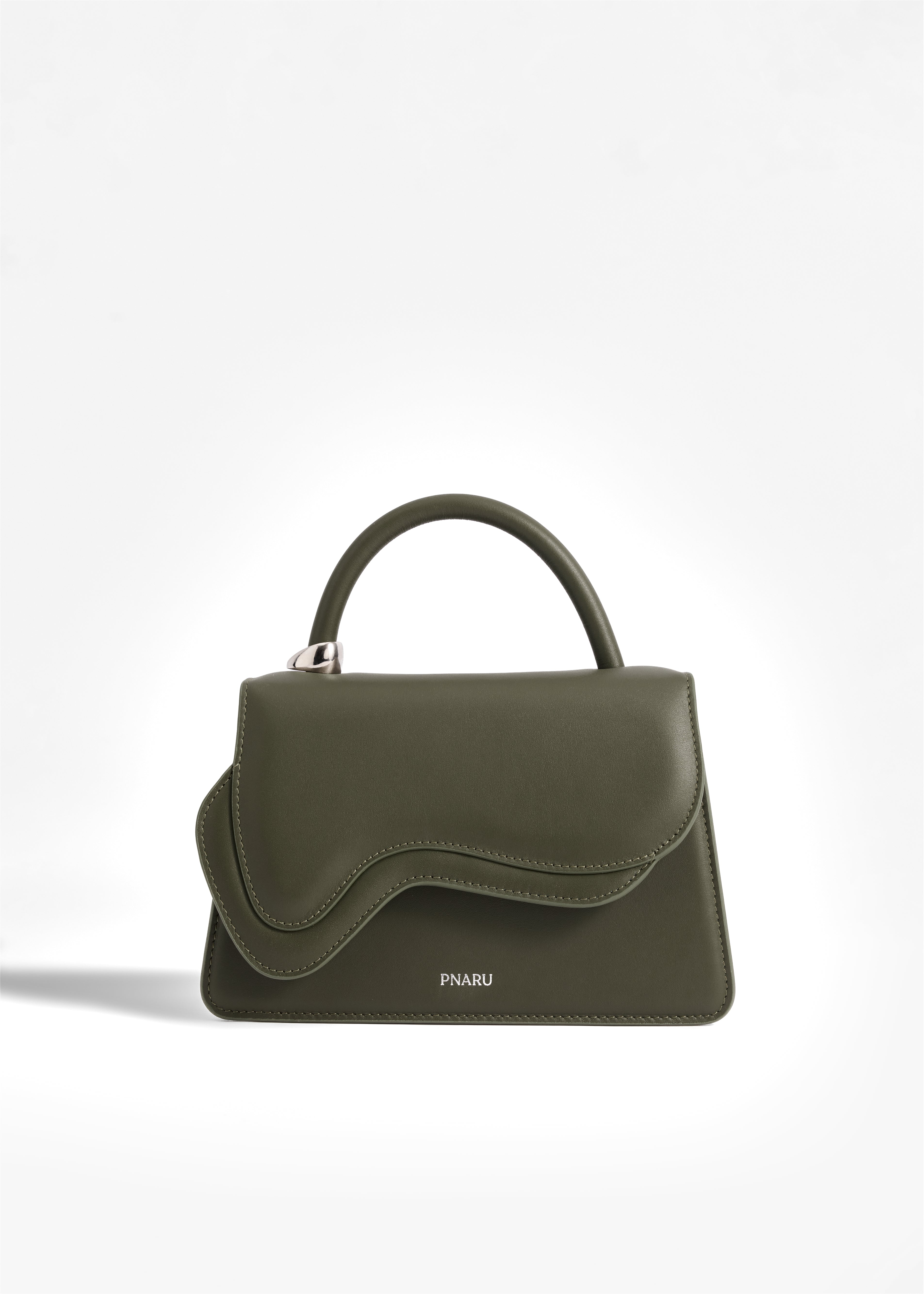 PNARU NUV Green Leather, Silver Hardware