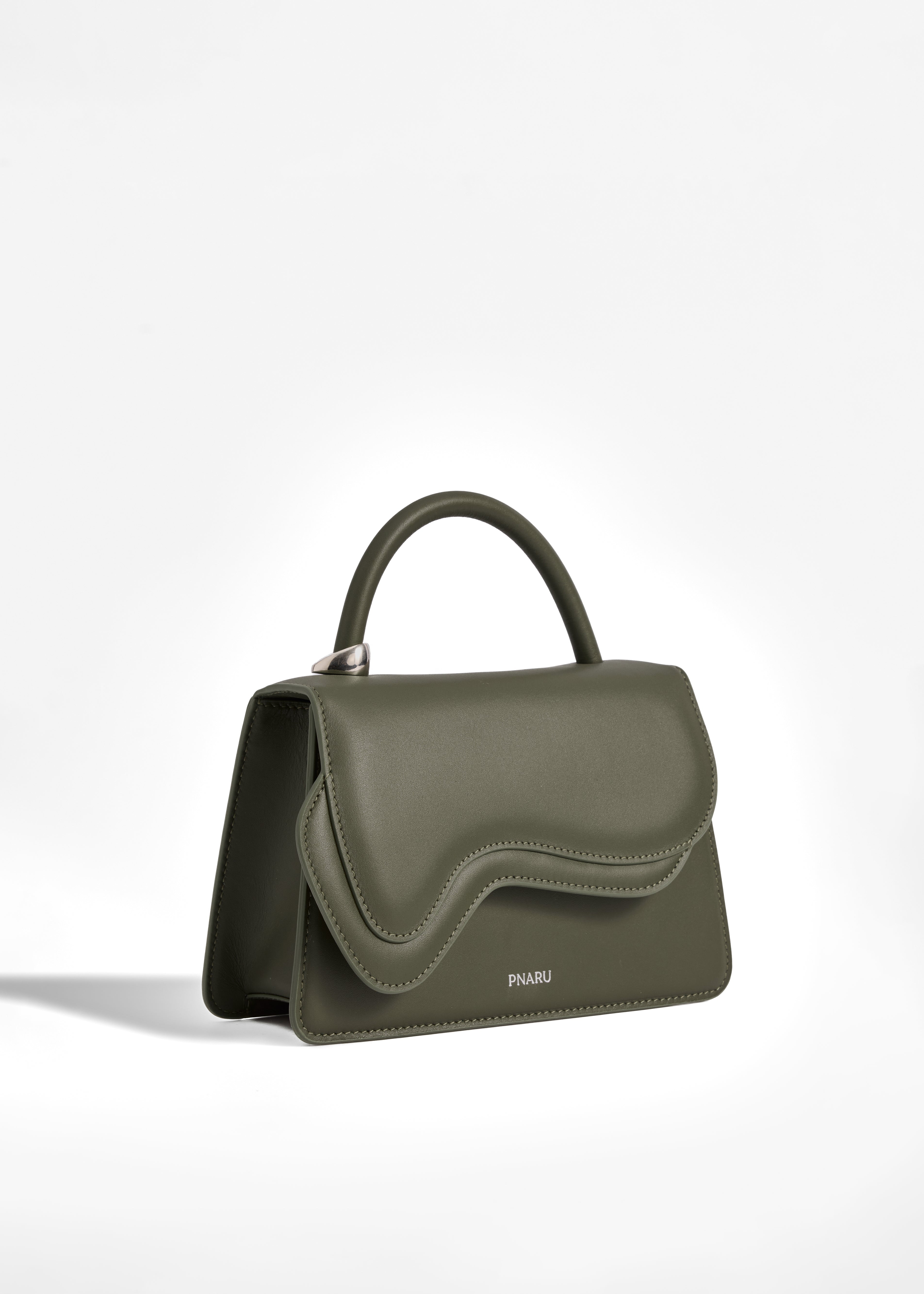 PNARU NUV Green Leather, Silver Hardware