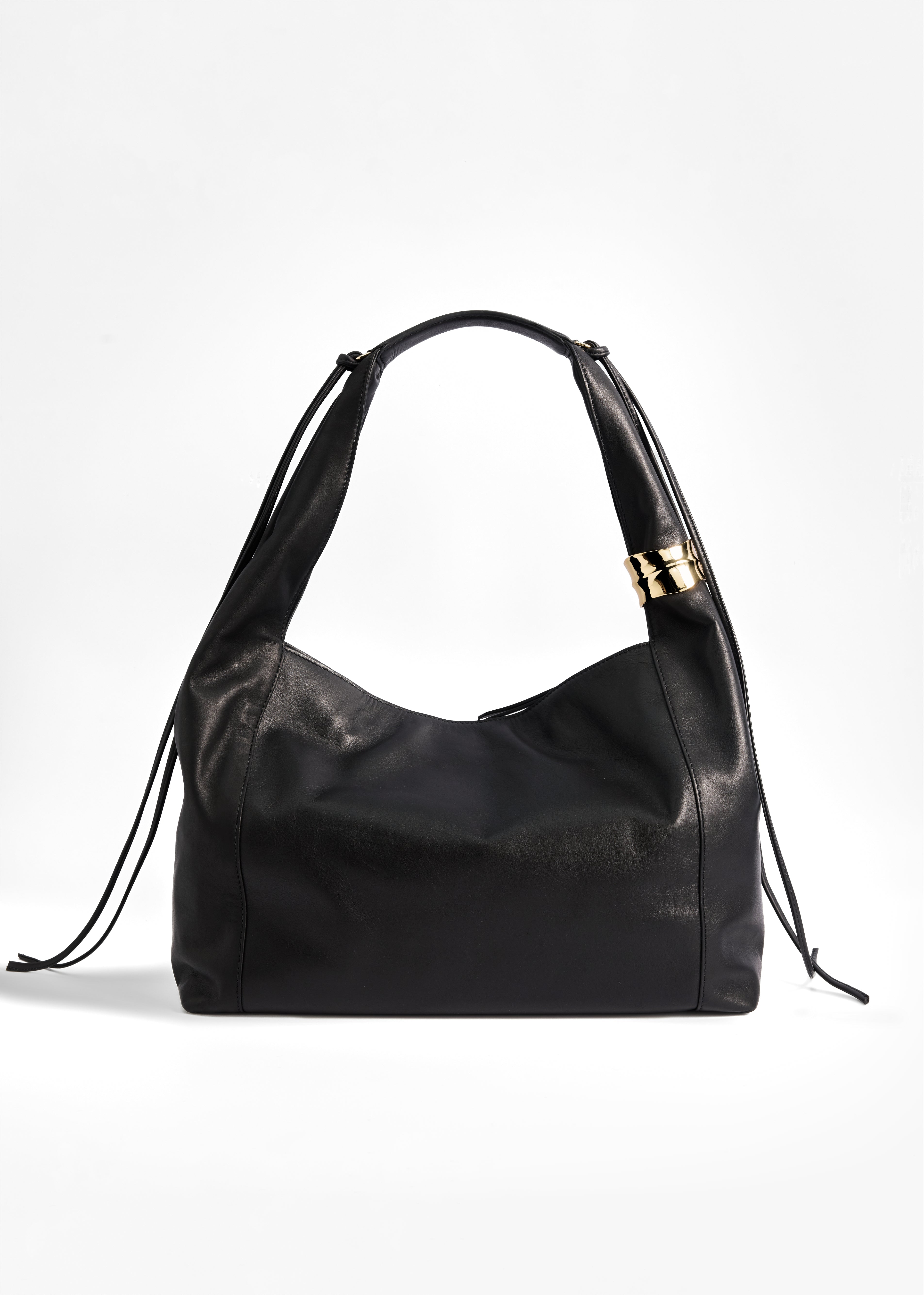 PNARU LUNA Black Leather, Gold Hardware