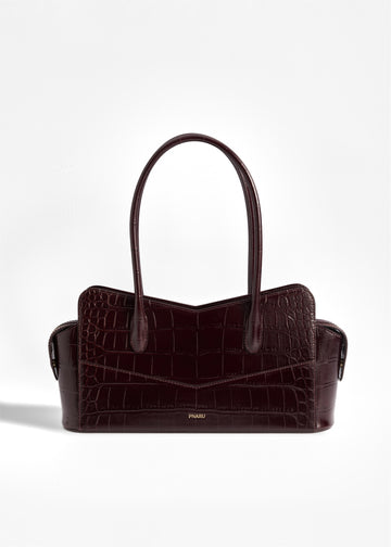 Burgundy Croc-Embossed